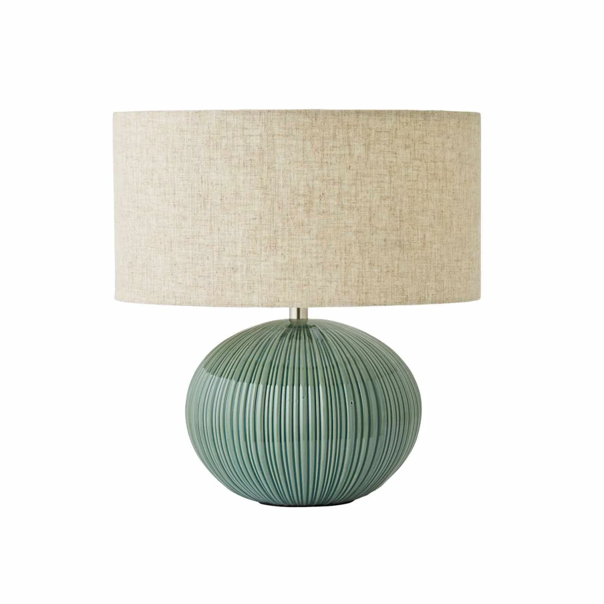 Rebecca Ribbed Ceramic Table Lamp with Linen Shade - Green / 1.51kg – image 3