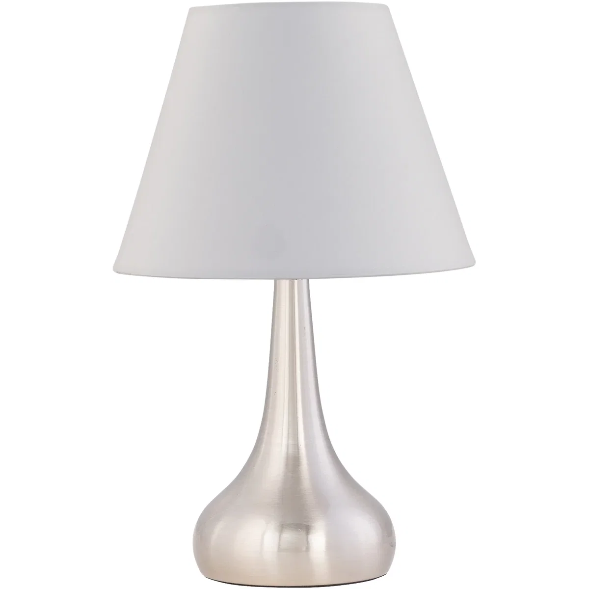 Set Of 2 Romana Brushed Chrome Touch Table Lamps With Ivory Shades - Satin Nickel & White – image 2