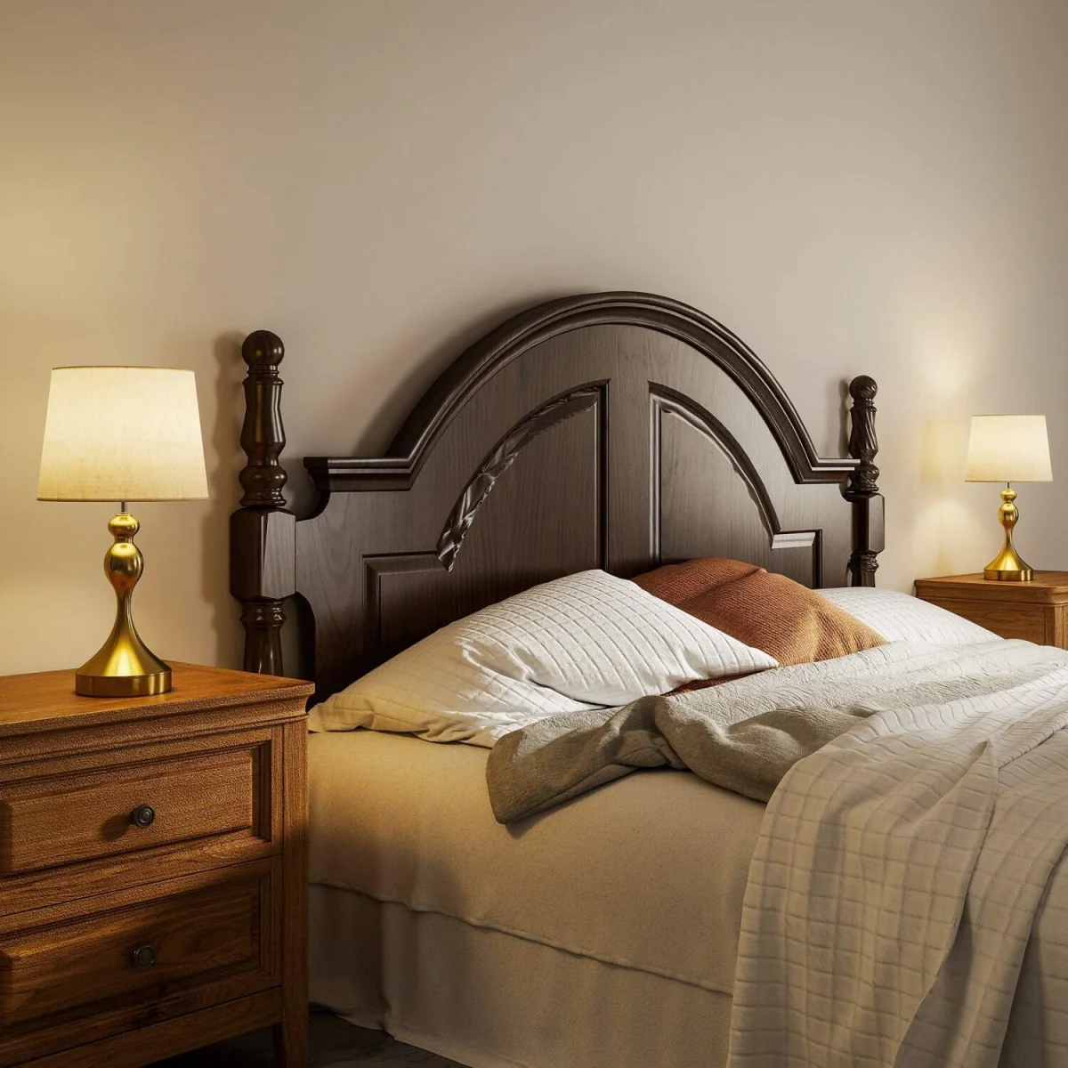 Rino Set of 2 Gold Tone Bedside Lamps with Linen Shades and USB-C/USB-A Charging – image 10