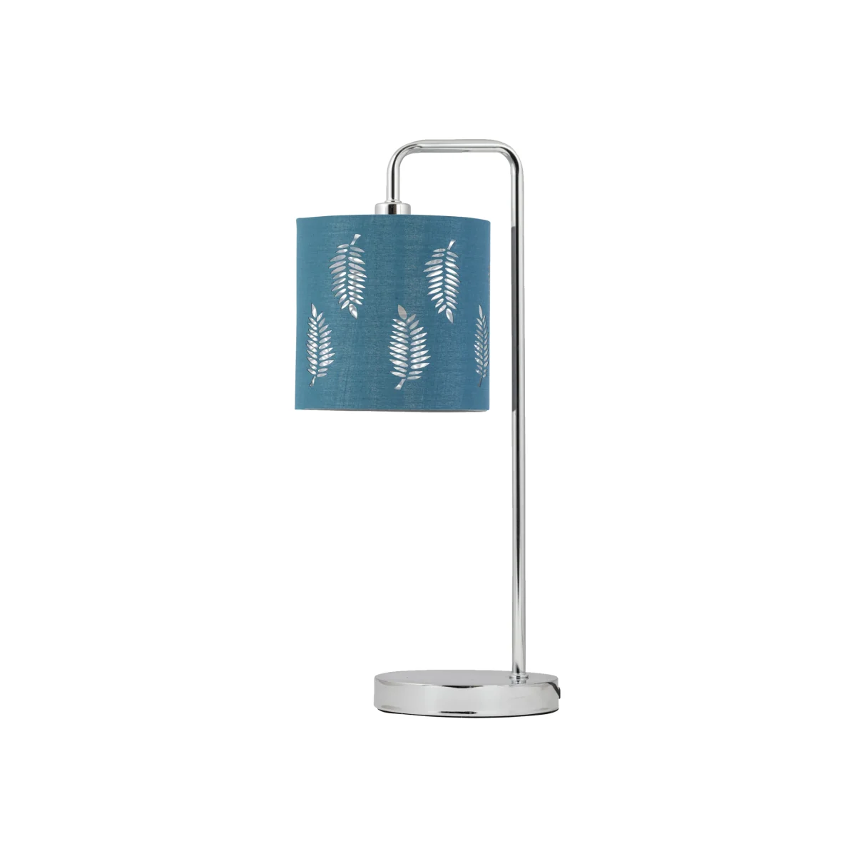 Chrome Arched Table Lamp With Teal Fern Cut Out Shade - Chrome & Teal – image 1