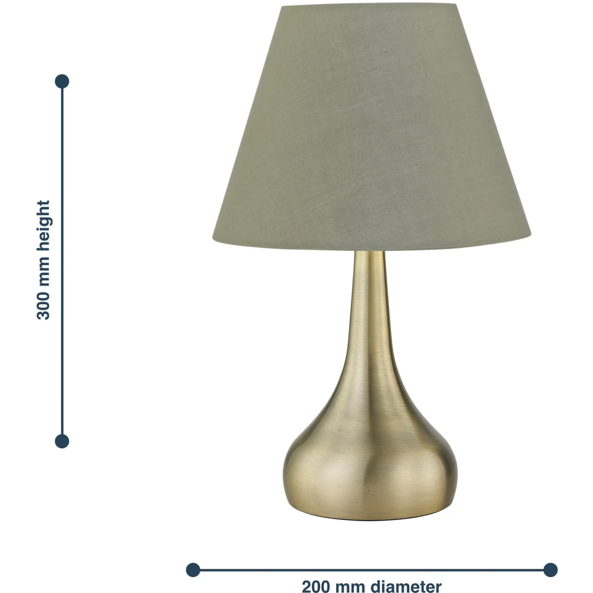 Set Of 2 Romana Antique Brass Touch Lamps With Sage Green Shades - Antique Brass & Green – image 5