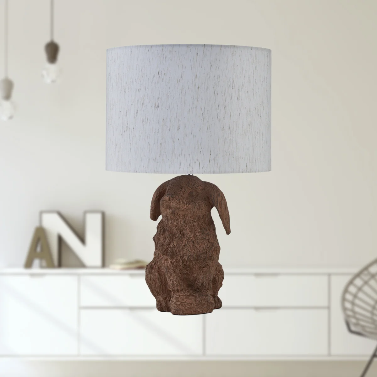 Set Of 2 Lily Table Lamp With Shades - Brown Resin And Oatmeal Linen – image 7