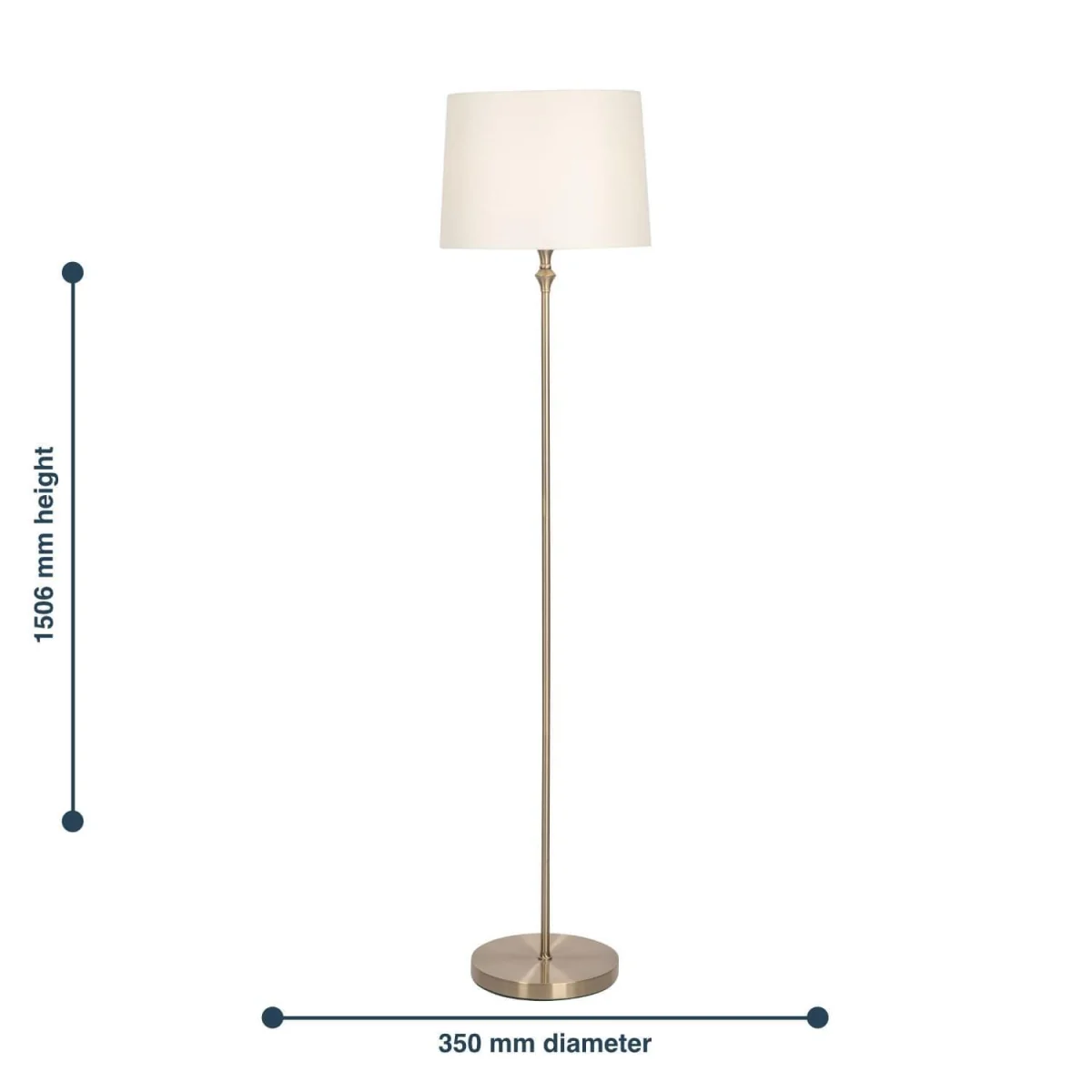 Winchester Floor Lamp - Antique Brass Plate And Cream Cotton – image 7