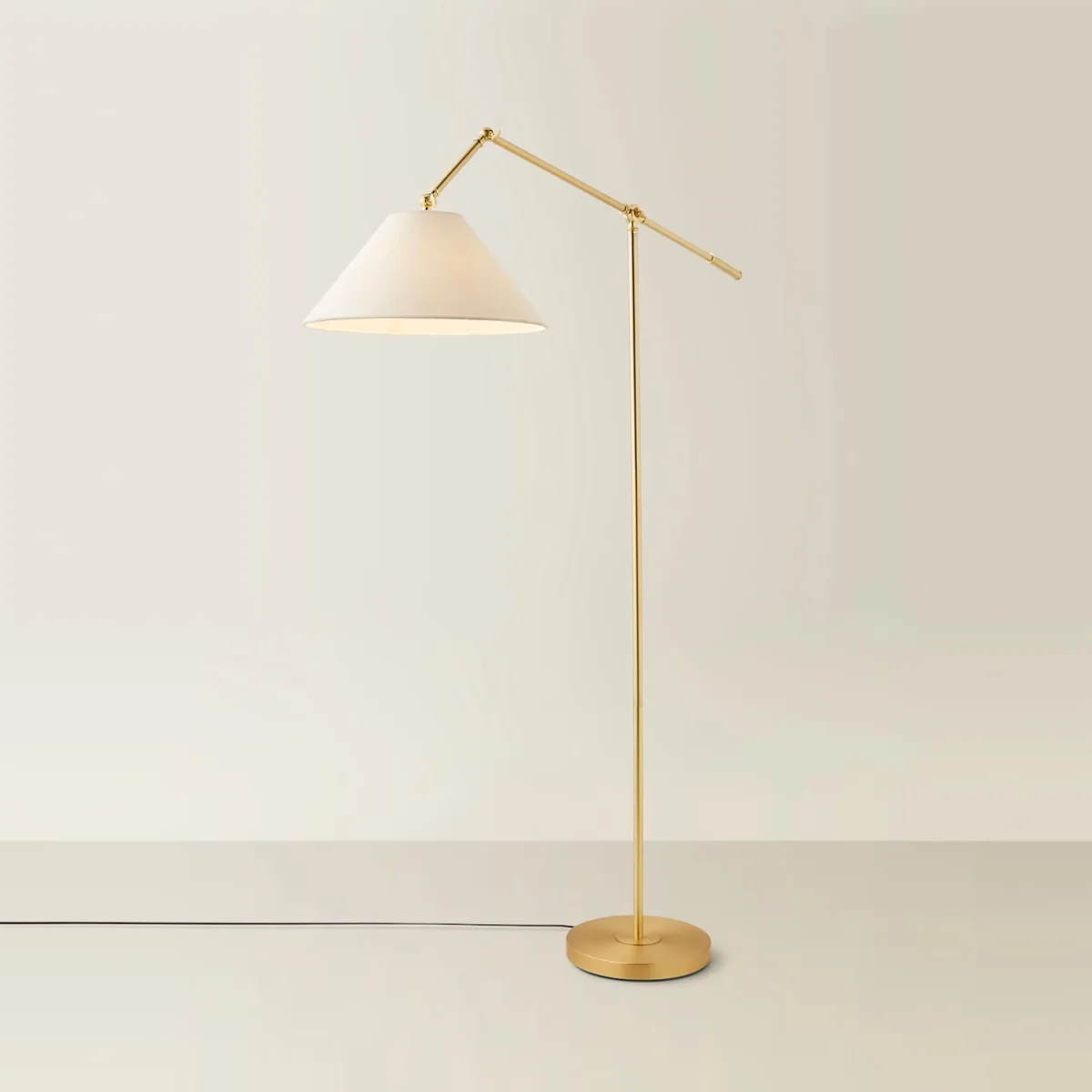 Layla Brushed Gold Adjustable Floor Lamp with Linen Shade - Gold / No - Gold – image 6