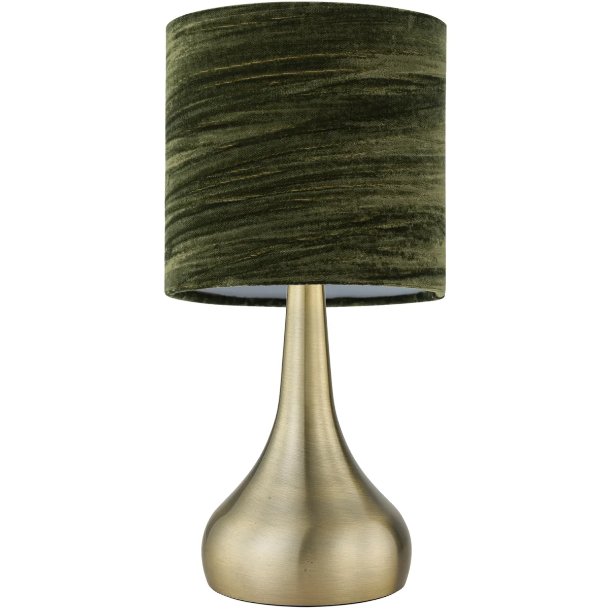 Set Of 2 Romana Antique Brass Touch Table Lamps Green Crushed Velvet - Antique Brass & Dark Green – image 3