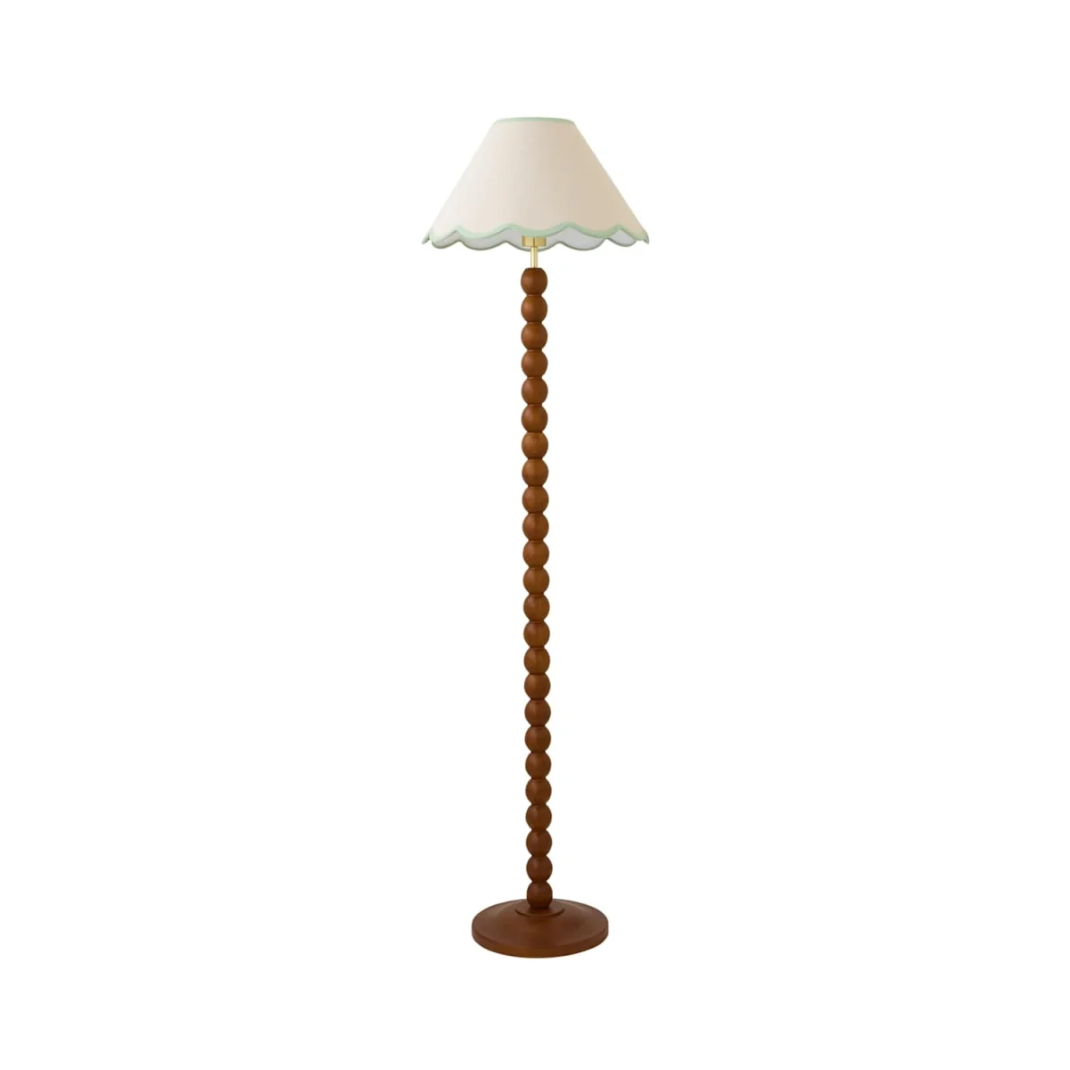 Bobbin Colour Trim Linen Shade Bobble Floor Lamp - Walnut Green Trim / No - Walnut – image 6