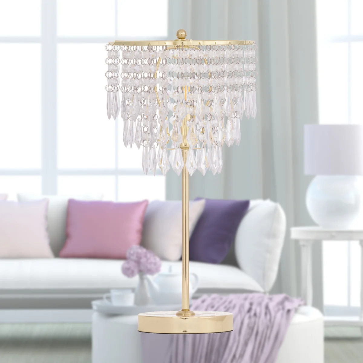 Set Of 2 Cascada Table Lamp With Shades - Polished Gold Plate And Clear Acrylic – image 5
