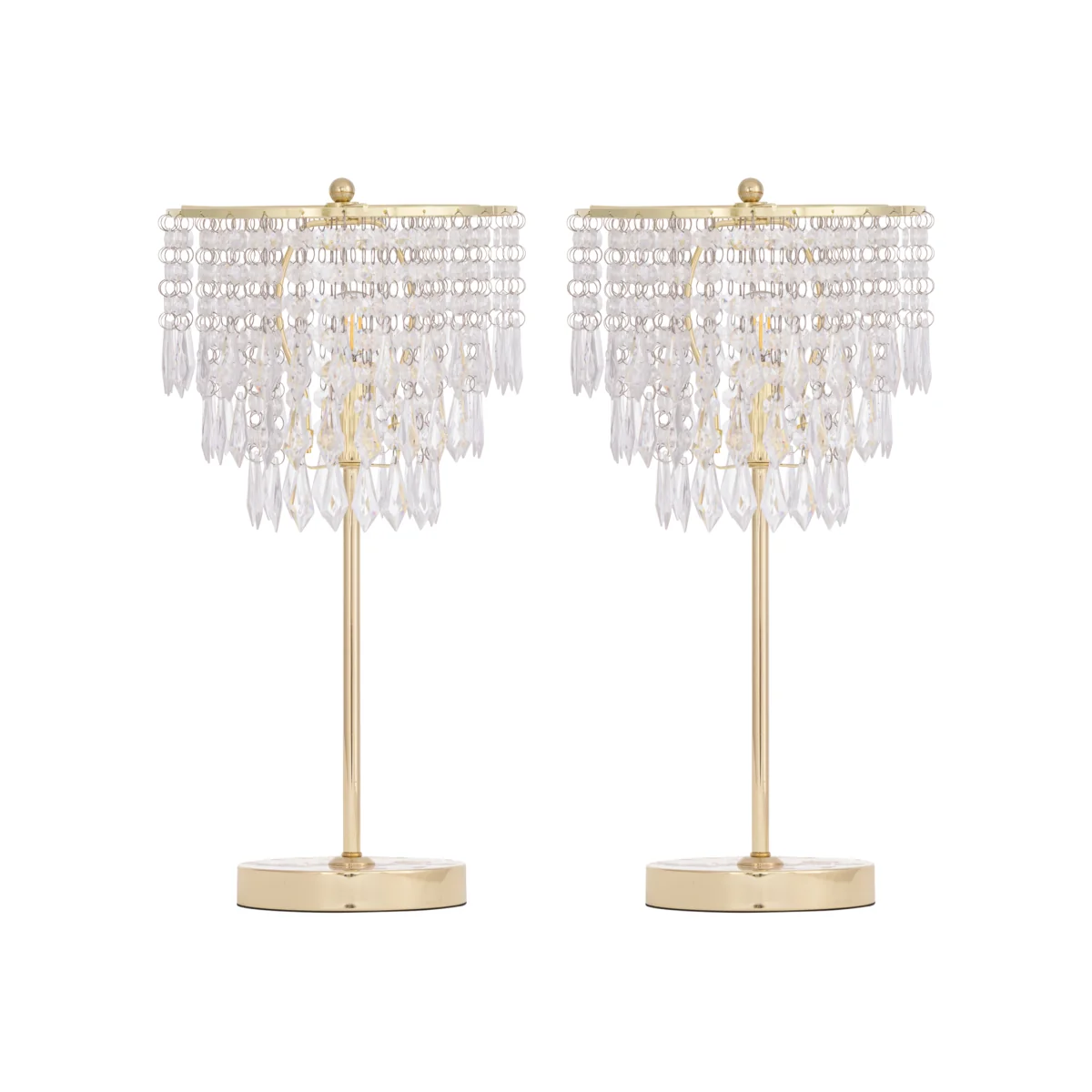 Set Of 2 Cascada Table Lamp With Shades - Polished Gold Plate And Clear Acrylic – image 1