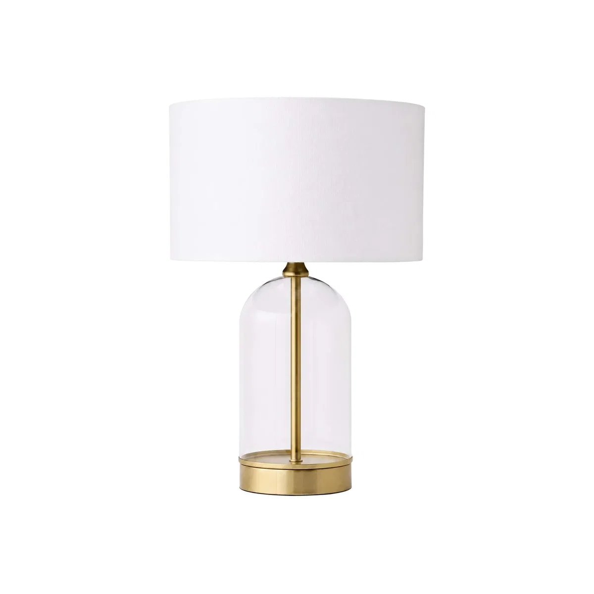 Jessy Fabric Drum Shade Trim Glass Table Lamp - Gold Trim / White Shade / Yes - Gold – image 1