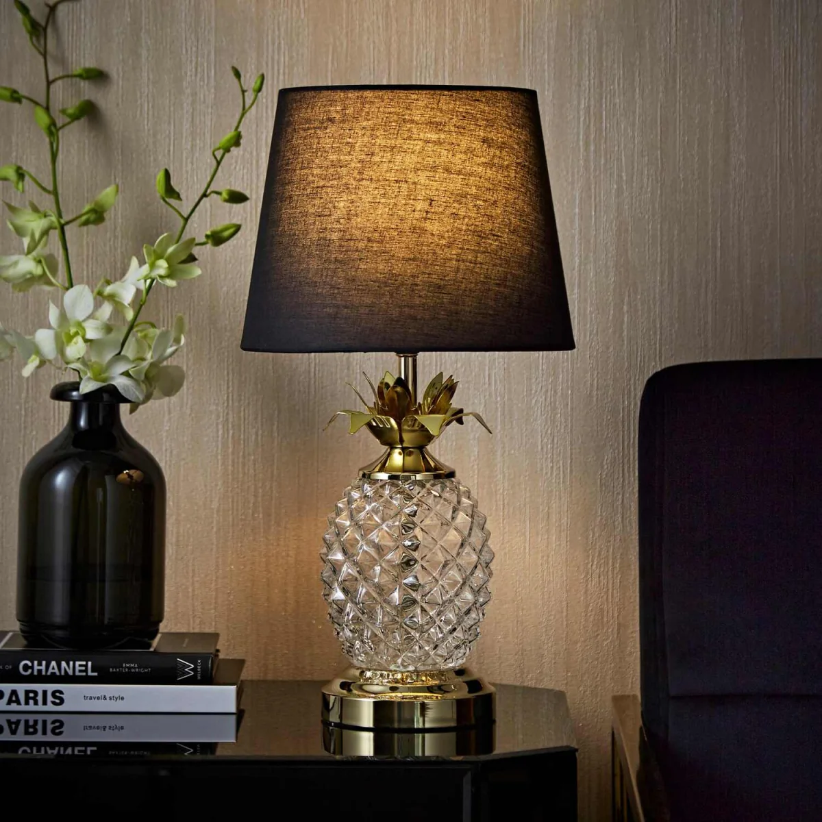 Pineapple Table Lamp with Tapered Shade - Gold / Yes – image 3
