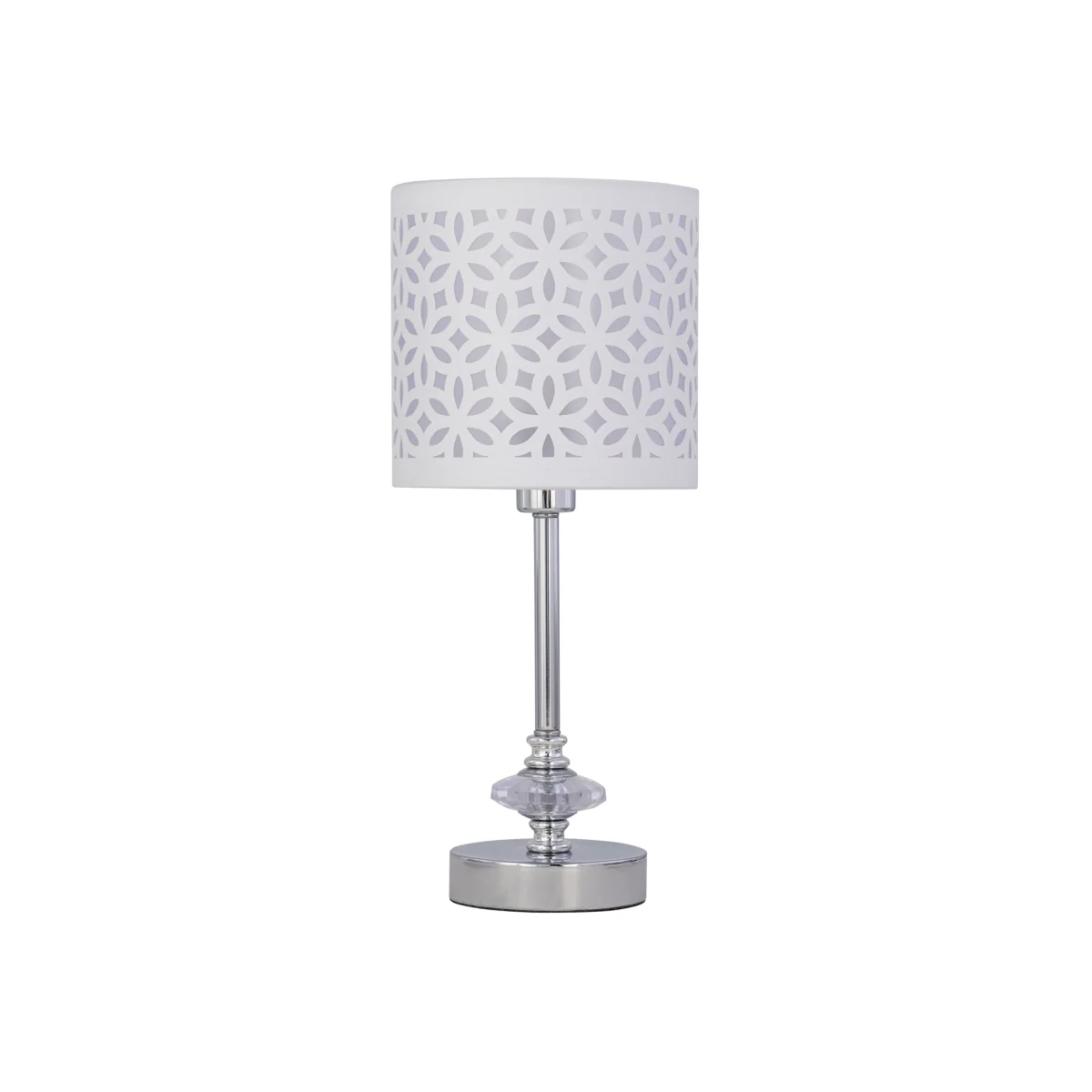 Chrome Jewelled Table Lamp With White Cut Out Shade - Chrome & White – image 1