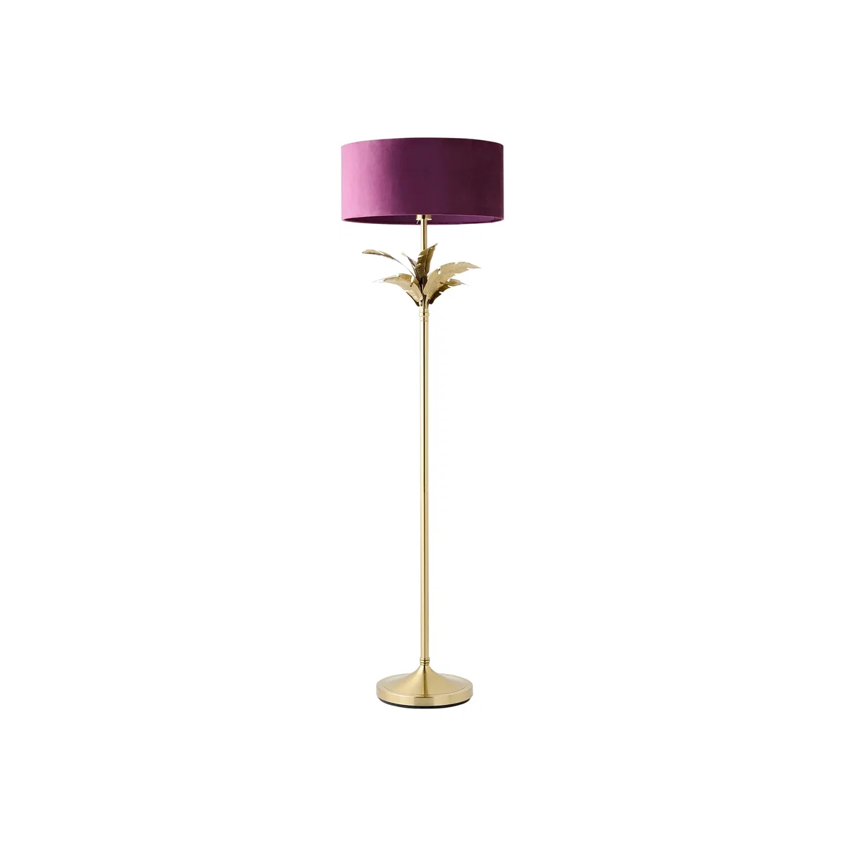 Christina Gold Leaves Metal Floor Lamp Squat Velvet shade - Pink / Yes - Plum / No – image 1