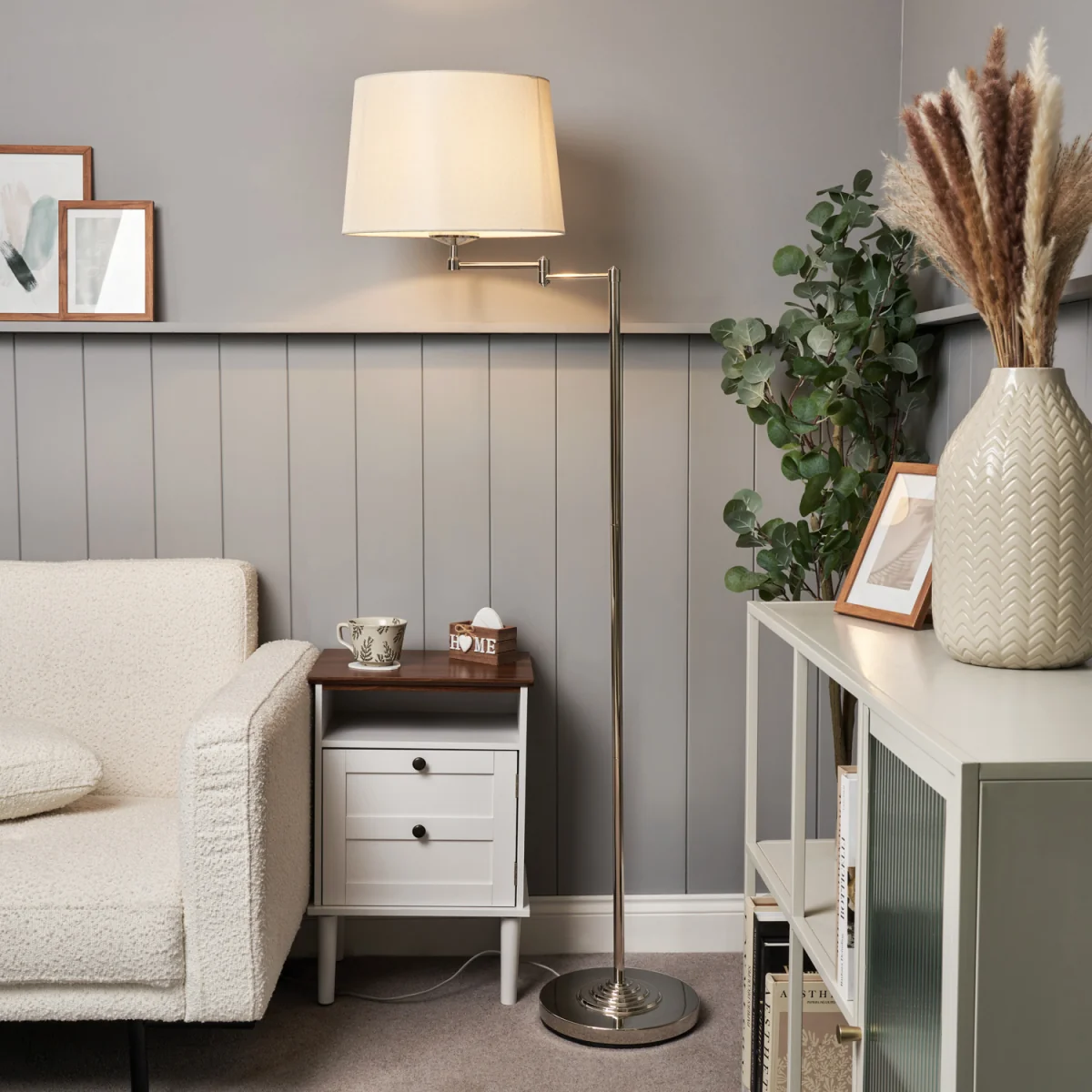 Saffron Swing Arm Floor Lamp - Silver – image 4