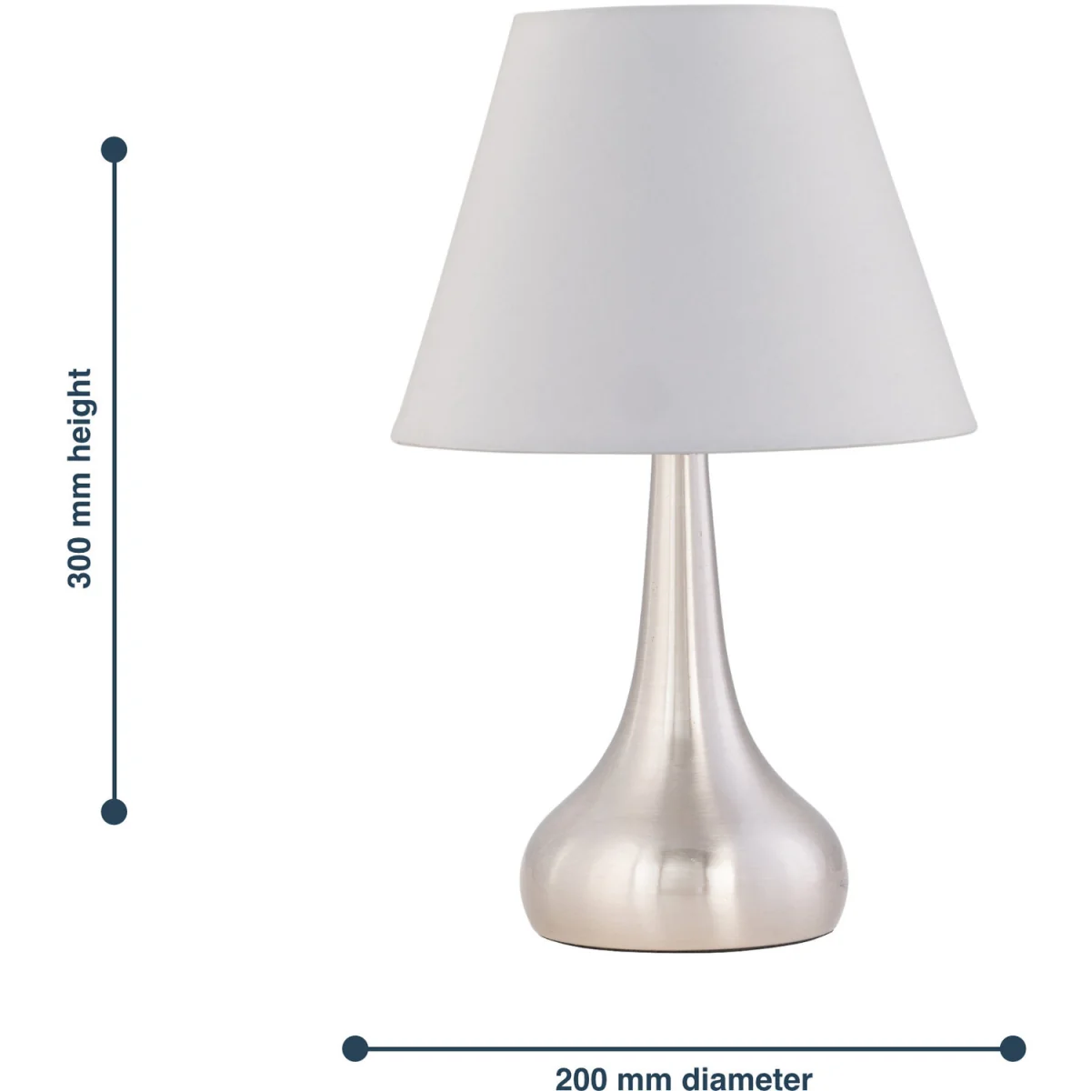Romana Brushed Chrome Touch Operated Table Lamp With Ivory Shade - Satin Nickel & White – image 4