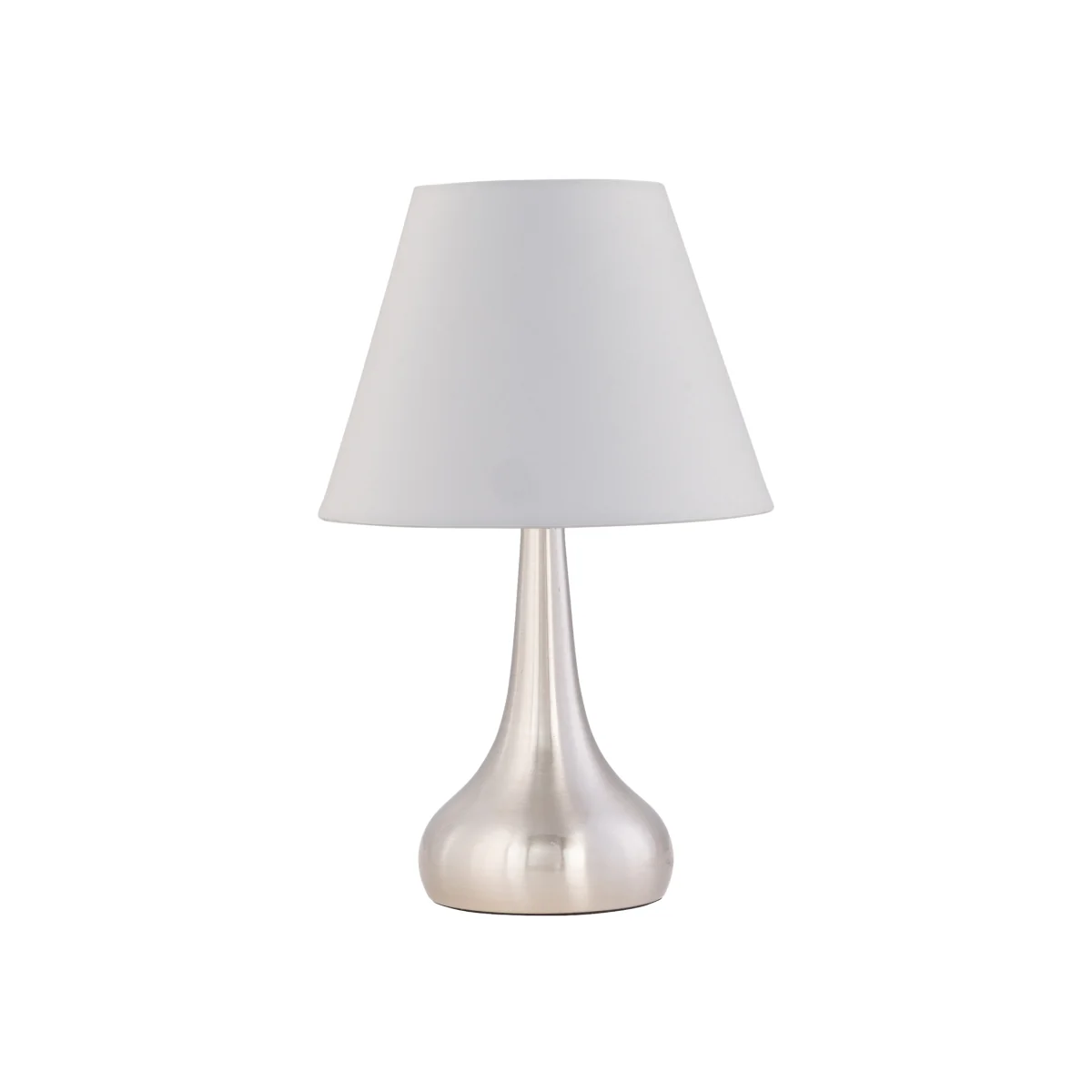 Romana Brushed Chrome Touch Operated Table Lamp With Ivory Shade - Satin Nickel & White – image 1