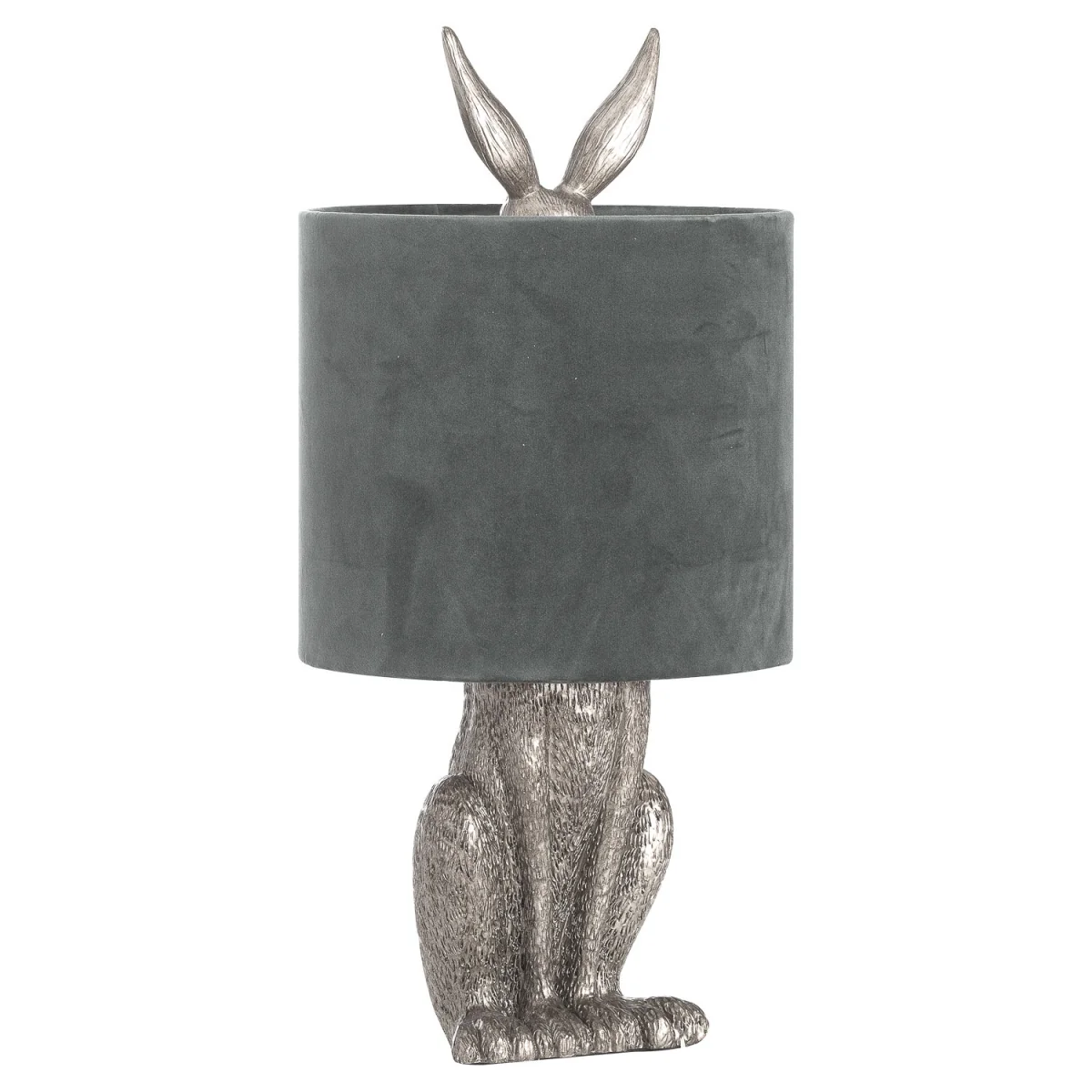 Silver Hare Quirky Table Lamp With Velvet Shade - Silver – image 3