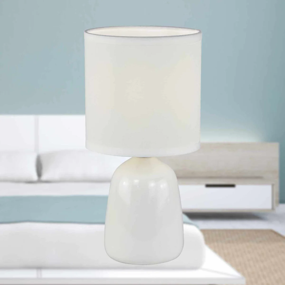 Cleo Set Of 2 White Ceramic 26cm Lamps With Shades - White & White – image 5