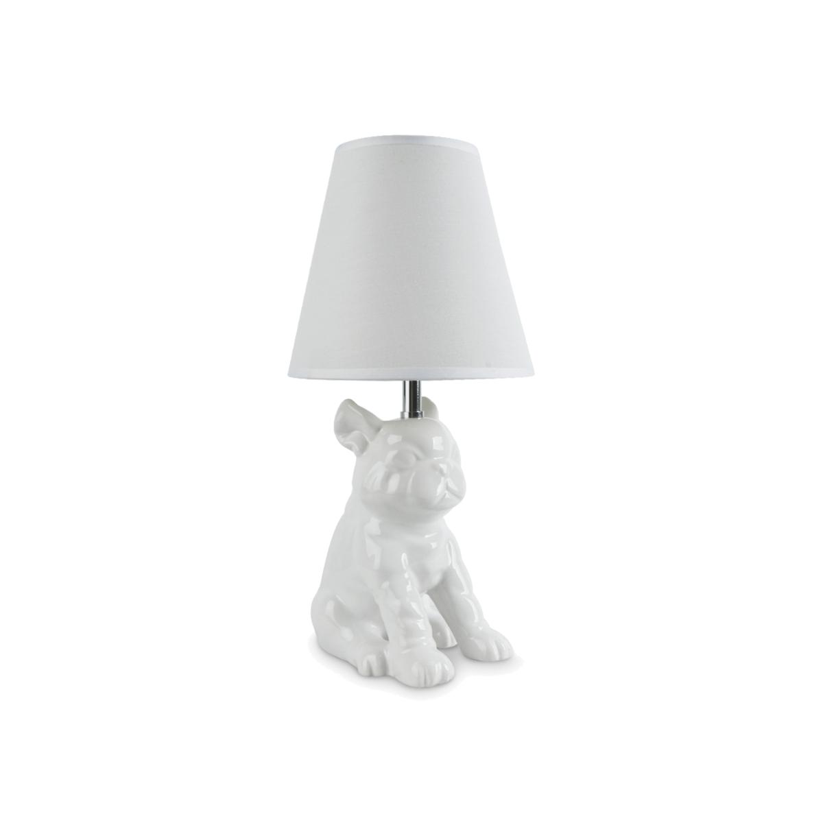 Bull Dog Table Lamp - White / 19cm