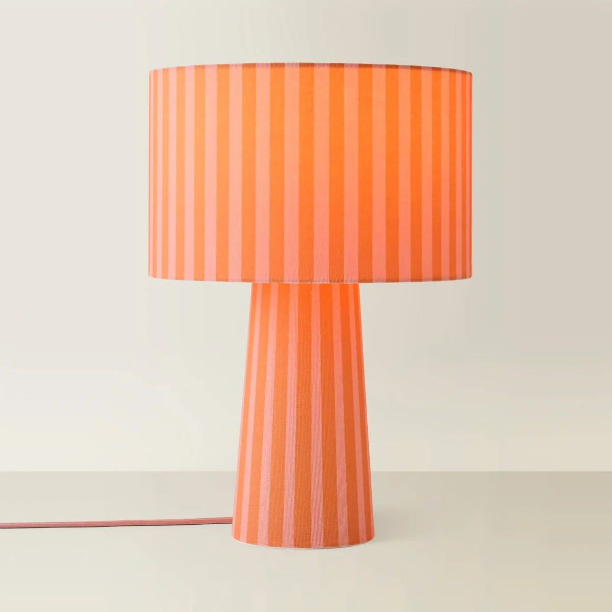 Thorley Stripe Drum Shade Full Fabric Table Lamp - Orange / 0.84kg – image 4