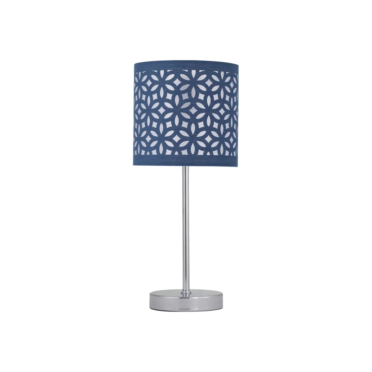Chrome Touch Operated Table Lamp With Navy Blue Cut Out Shade - Chrome & Blue – image 1