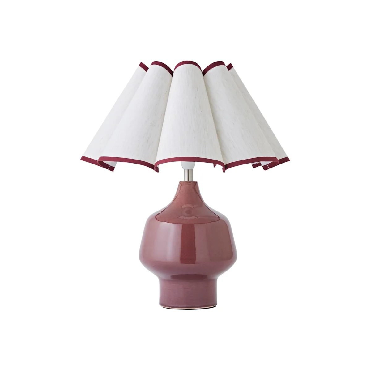 Jamie Glazed Ceramic Table Lamp with Scallop Trim Shade - Burgundy / Yes – image 1