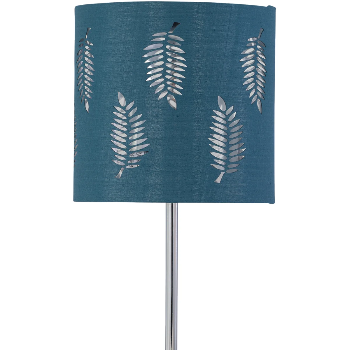 Chrome Stick Table Lamp With Teal Fern Cut Out Shade - Chrome & Teal – image 6