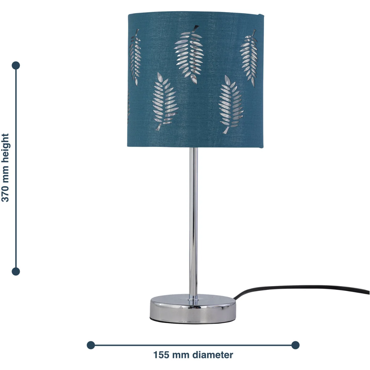 Chrome Stick Table Lamp With Teal Fern Cut Out Shade - Chrome & Teal – image 9