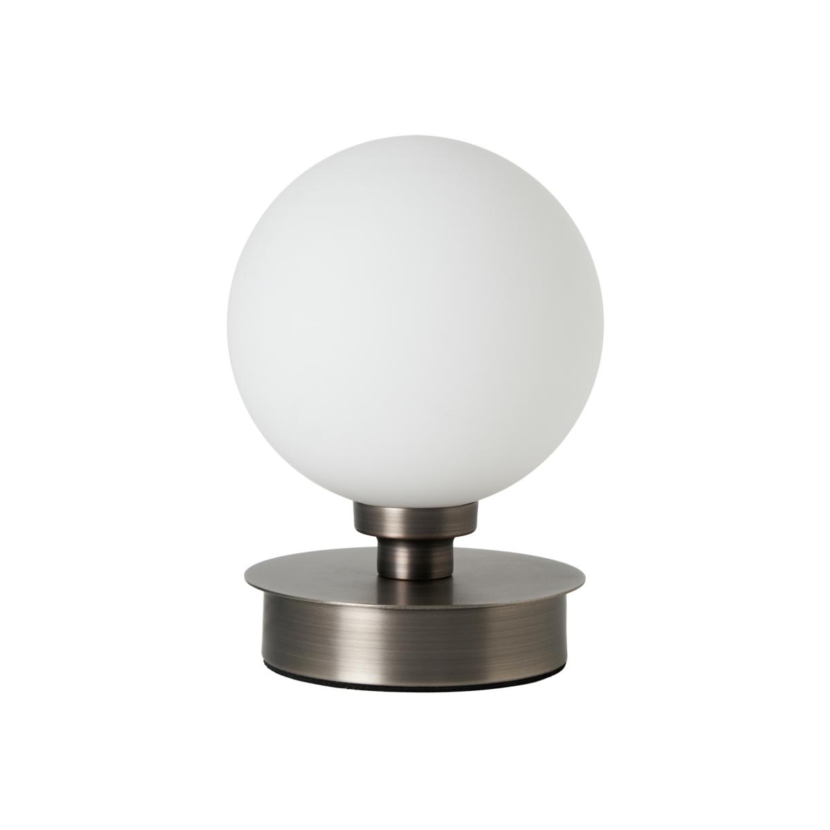 Pack of 2 Opal Ball Touch Table Lamps - Brushed Silver, Opal