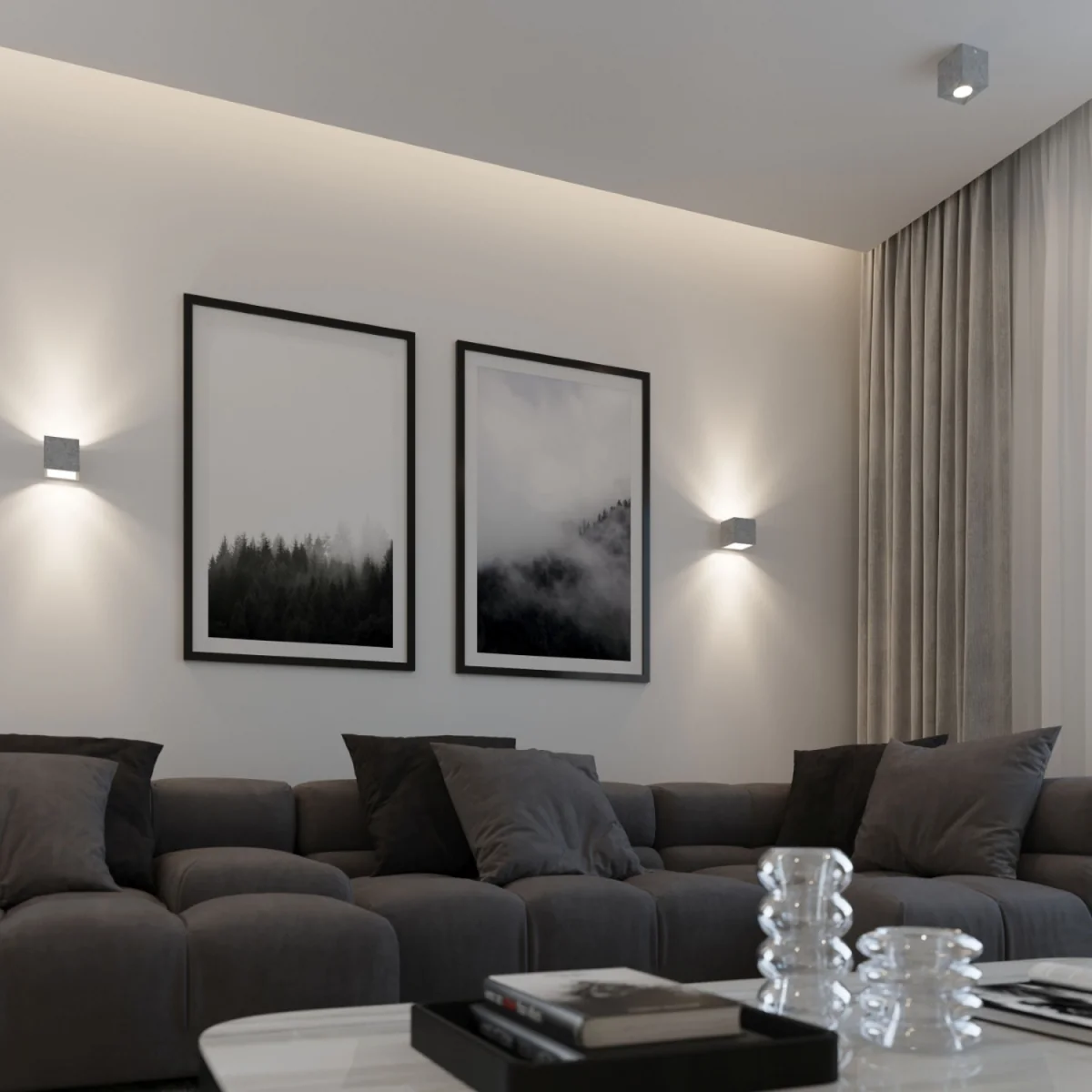 Ceiling lamp QUAD 1 black - gray / Concrete – image 28