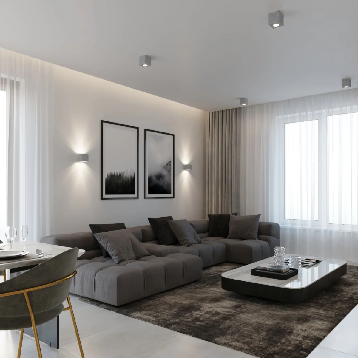 Ceiling lamp QUAD 1 black - gray / Concrete – image 30