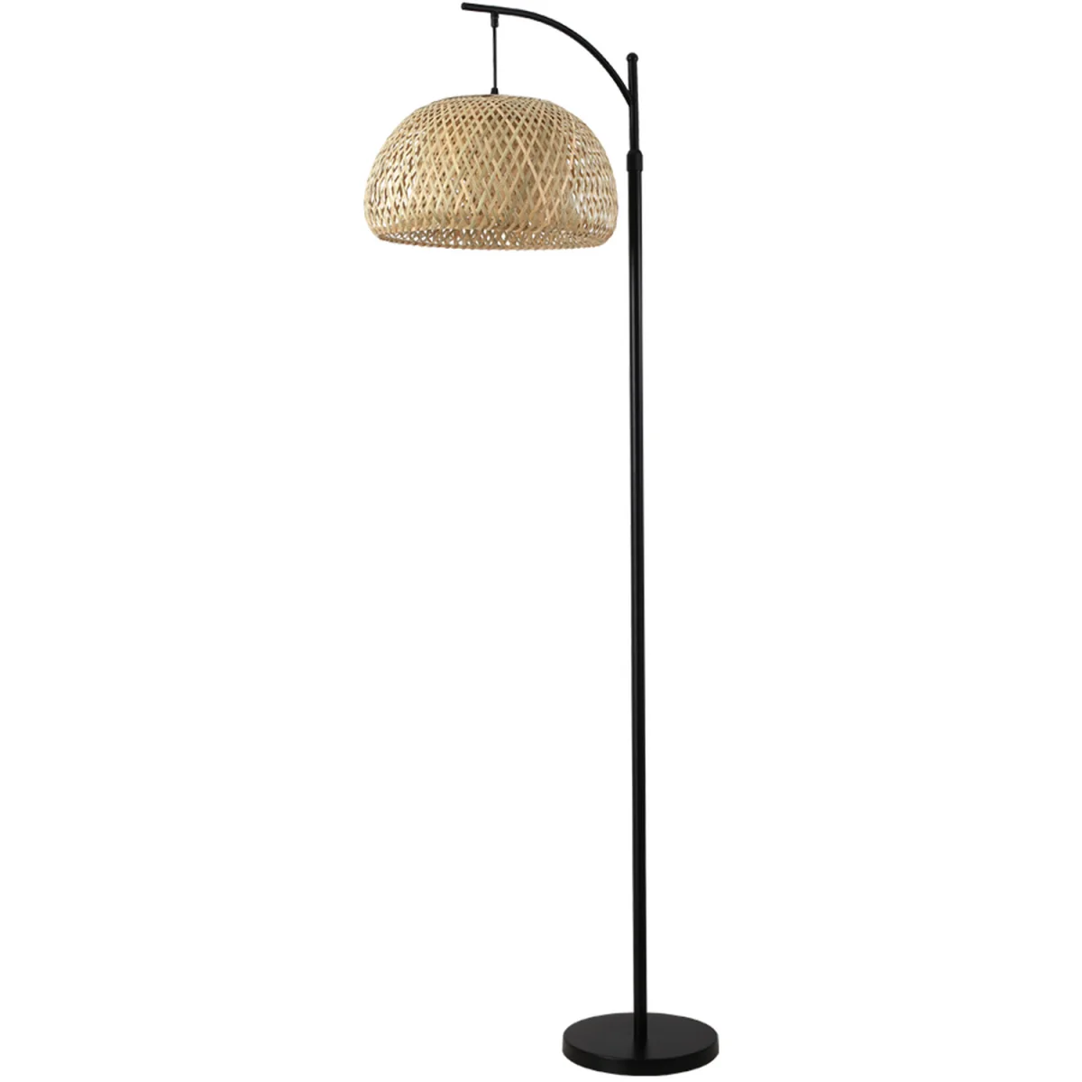 Organic Bamboo Floor Lamp with Woven Dome Shade - Black – image 4