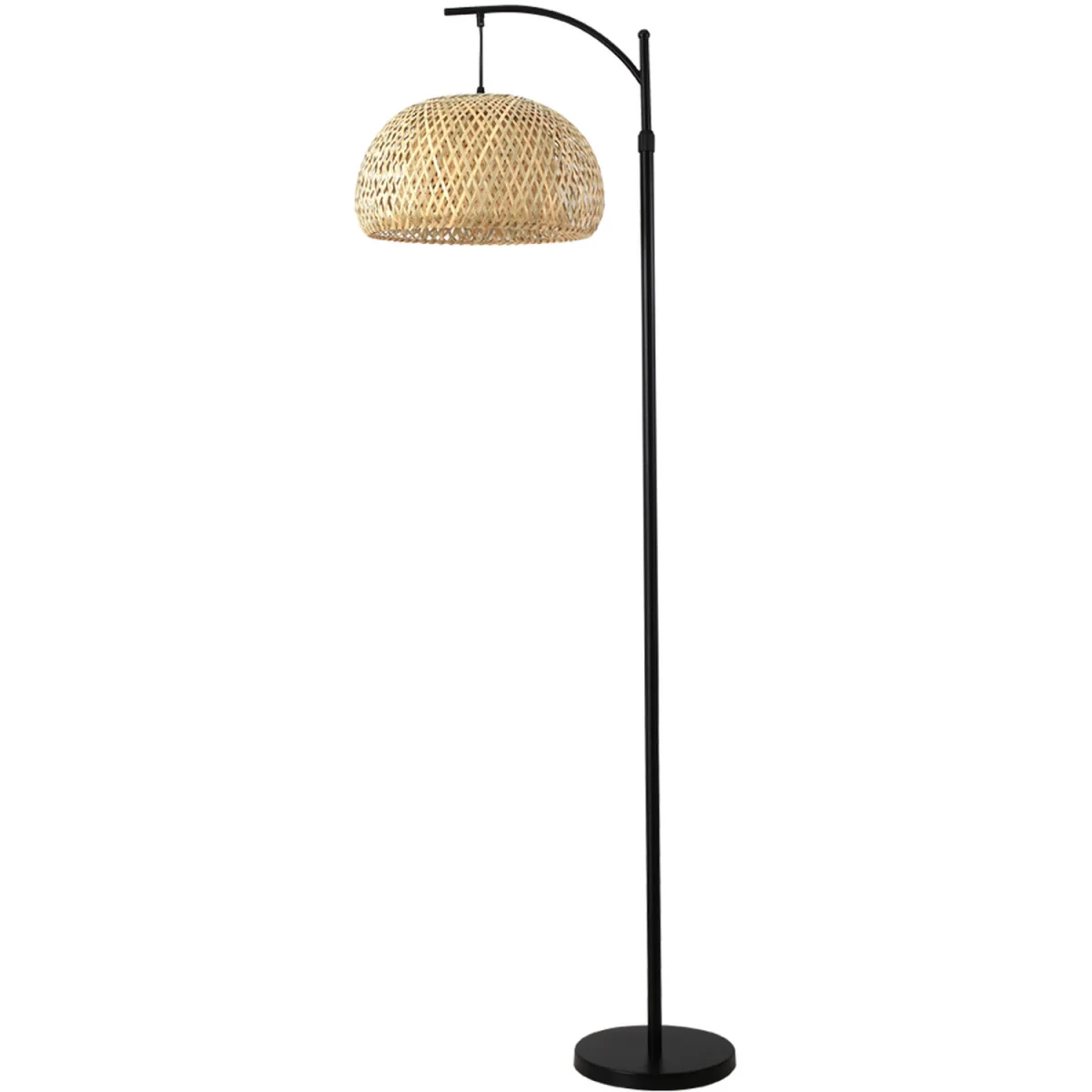 Organic Bamboo Floor Lamp with Woven Dome Shade - Black – image 5