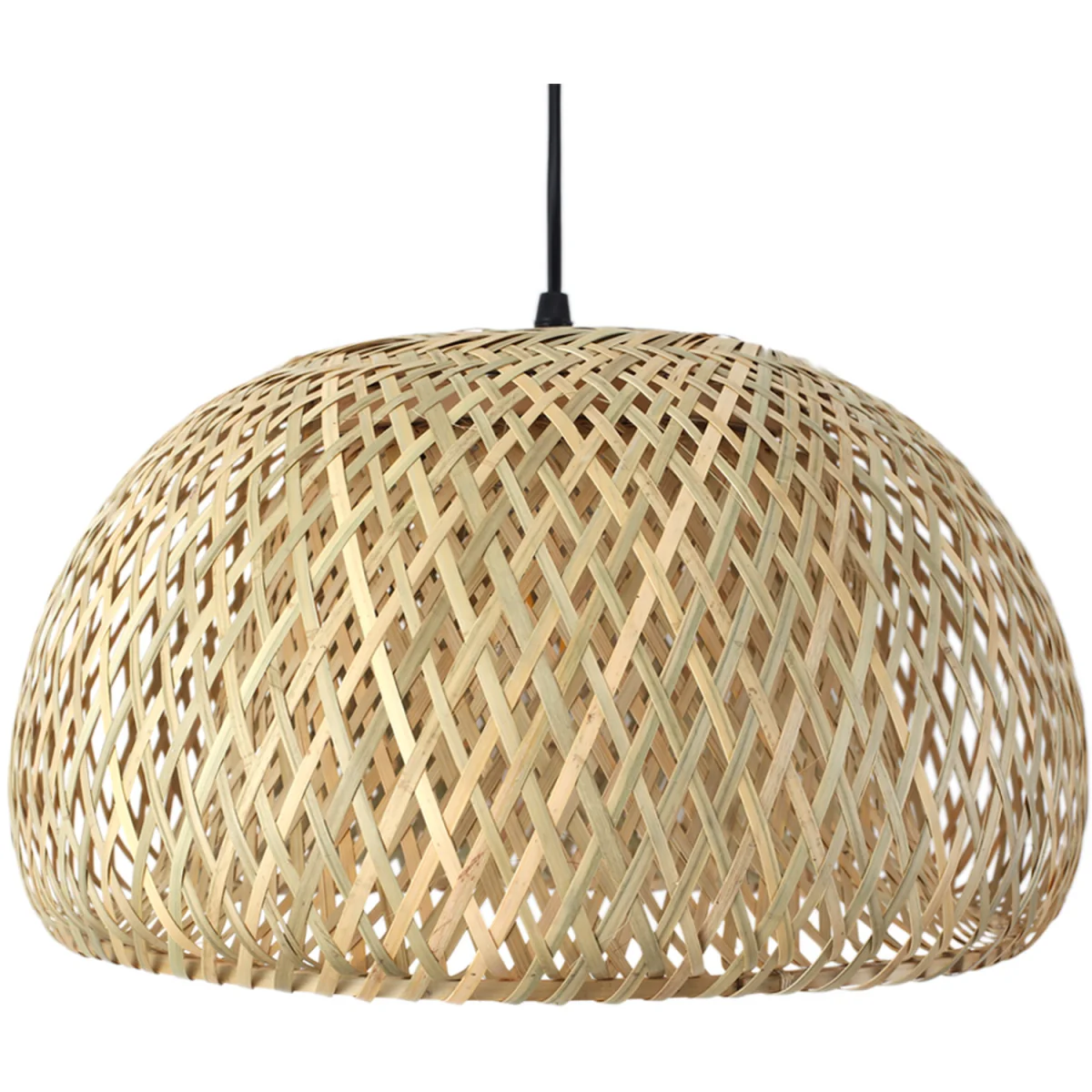 Organic Bamboo Floor Lamp with Woven Dome Shade - Black – image 6
