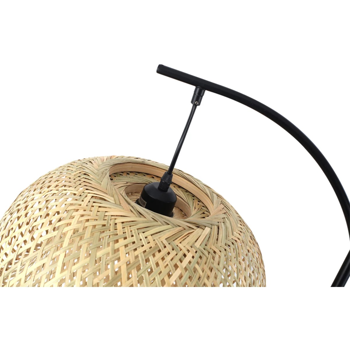 Organic Bamboo Floor Lamp with Woven Dome Shade - Black – image 7
