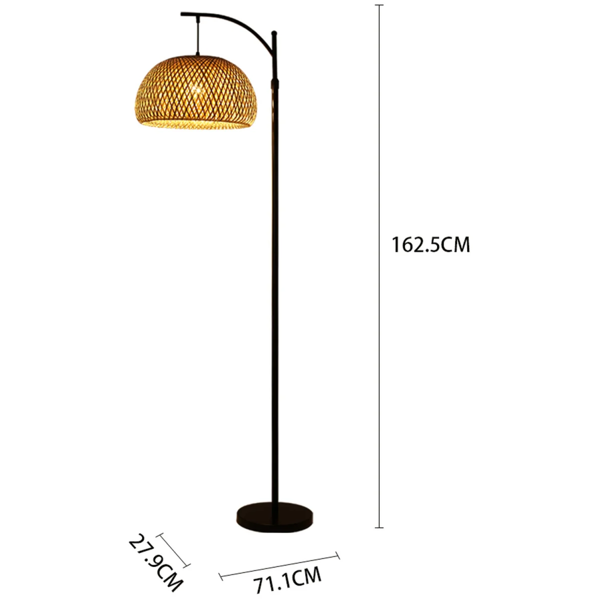 Organic Bamboo Floor Lamp with Woven Dome Shade - Black – image 8