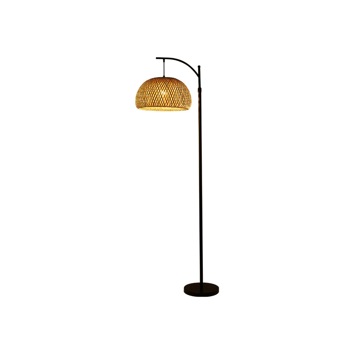 Organic Bamboo Floor Lamp with Woven Dome Shade - Black – image 1