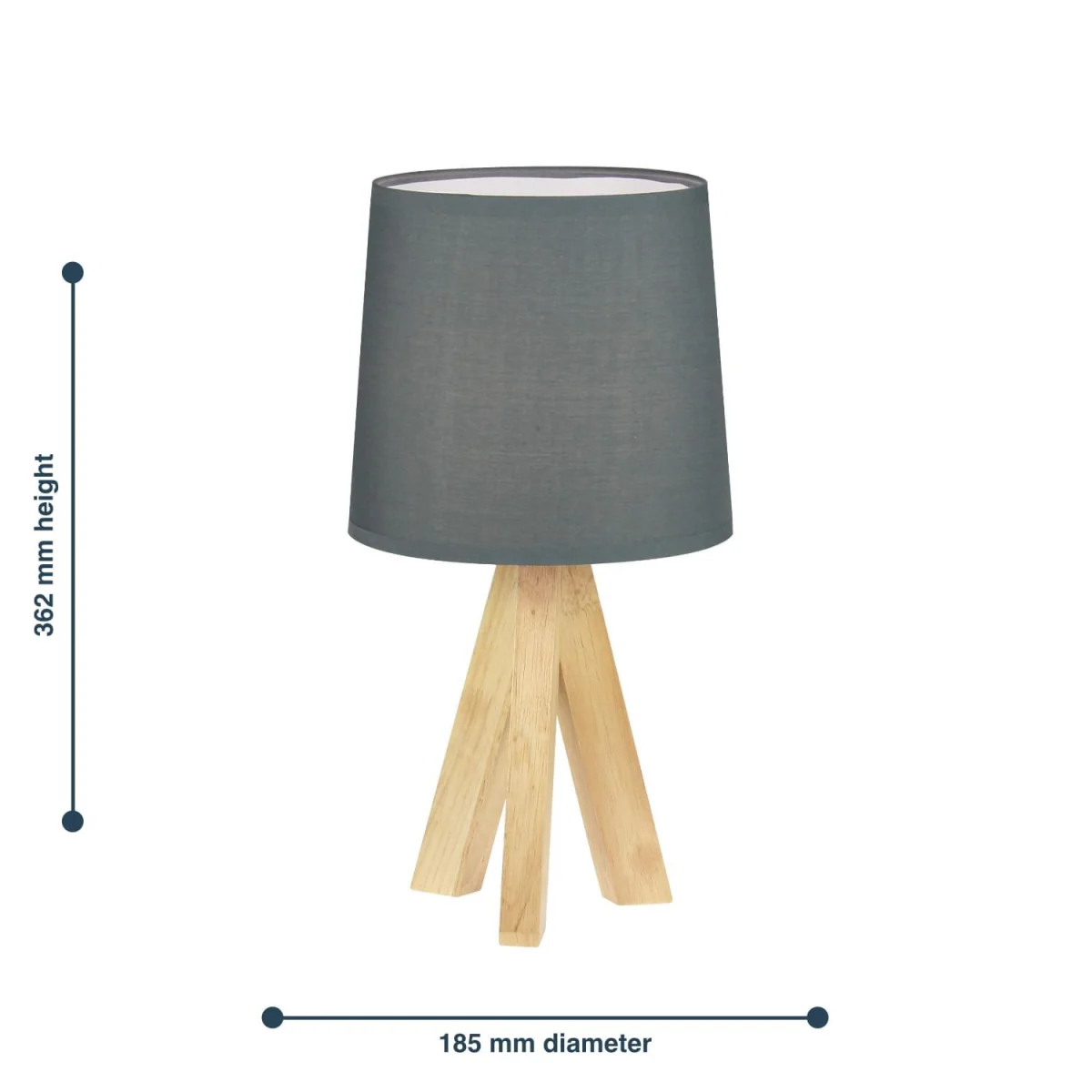 Hubert Table Lamp With Shade - Wood And Grey Cotton – image 2