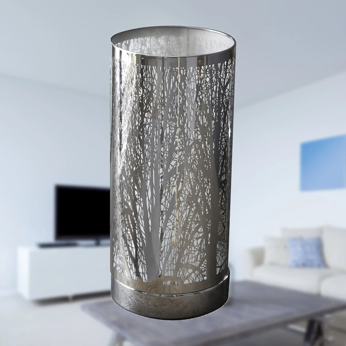 Morris Table Lamp With Shade - Polished Chrome Plate And Mirrored Glass – image 2