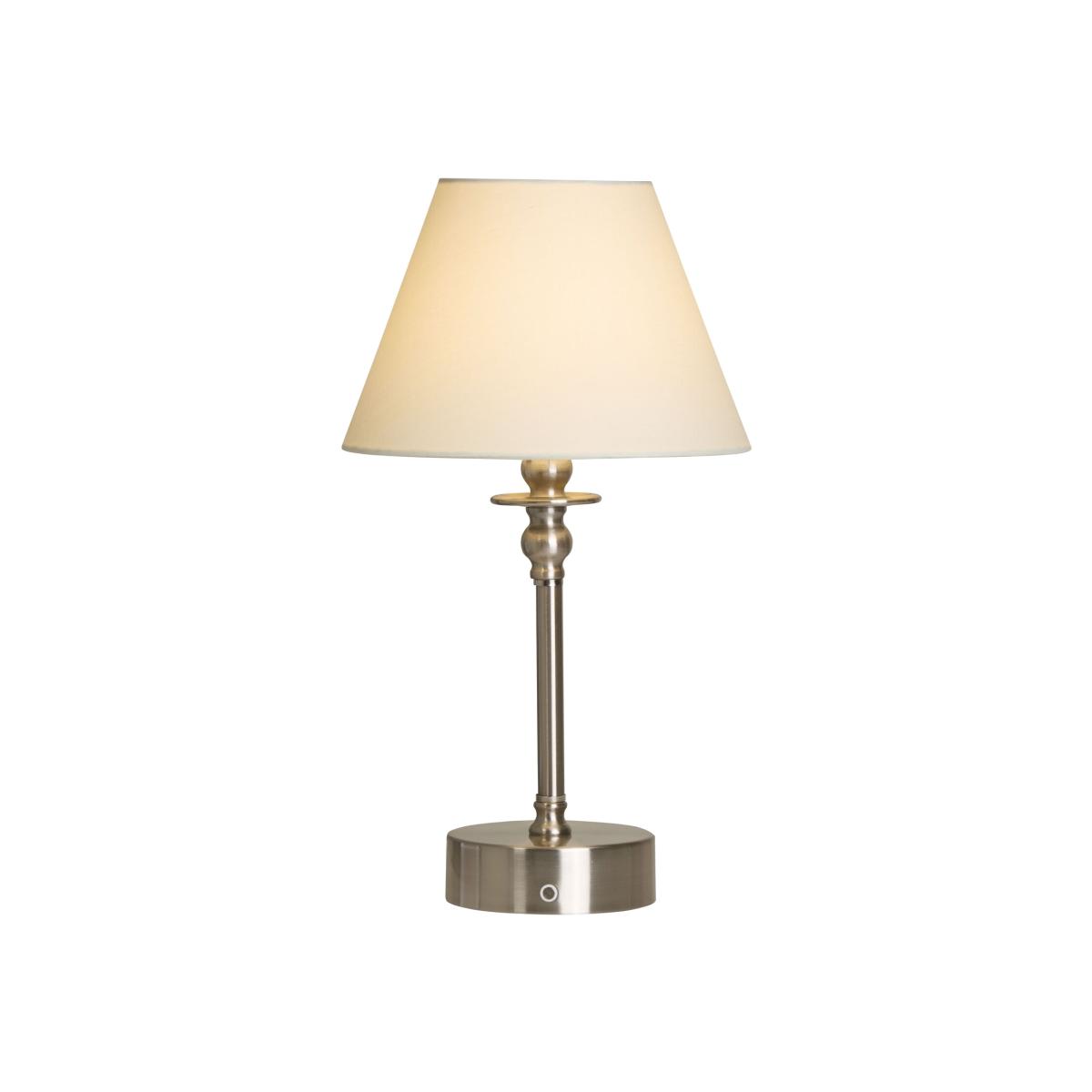Rechargeable Satin Nickel Table Lamp - Silver
