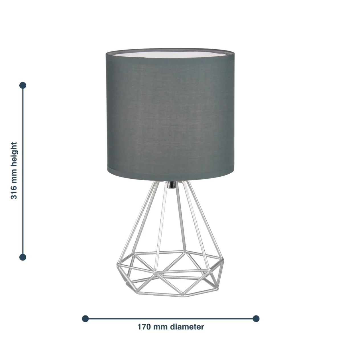 Christie Table Lamp With Shade - Silver And Grey Cotton – image 2
