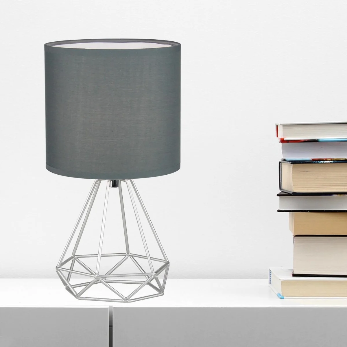 Christie Table Lamp With Shade - Silver And Grey Cotton – image 4