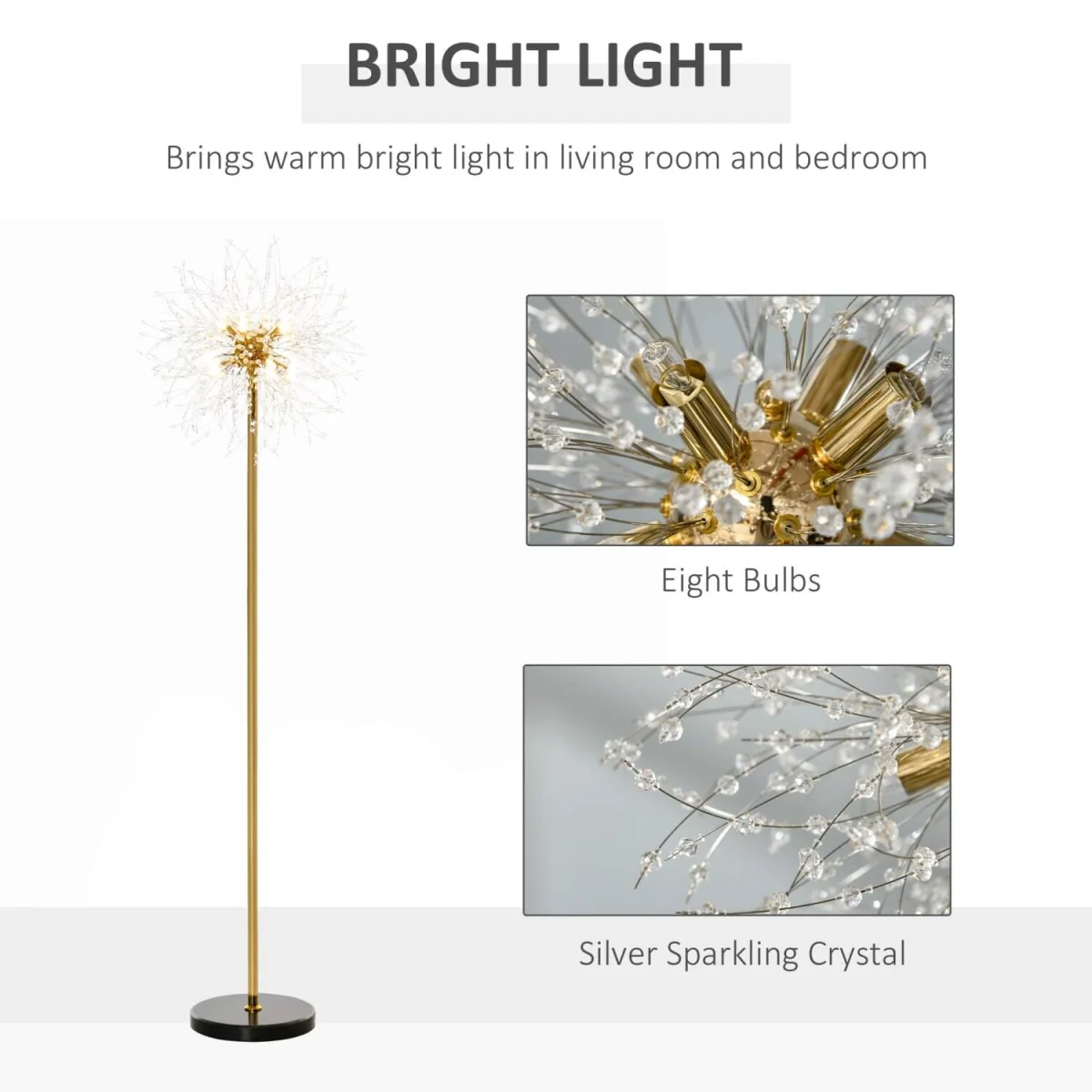 Dodine Gold Metal and Crystal Dandelion Floor Lamp 160 cm – image 2