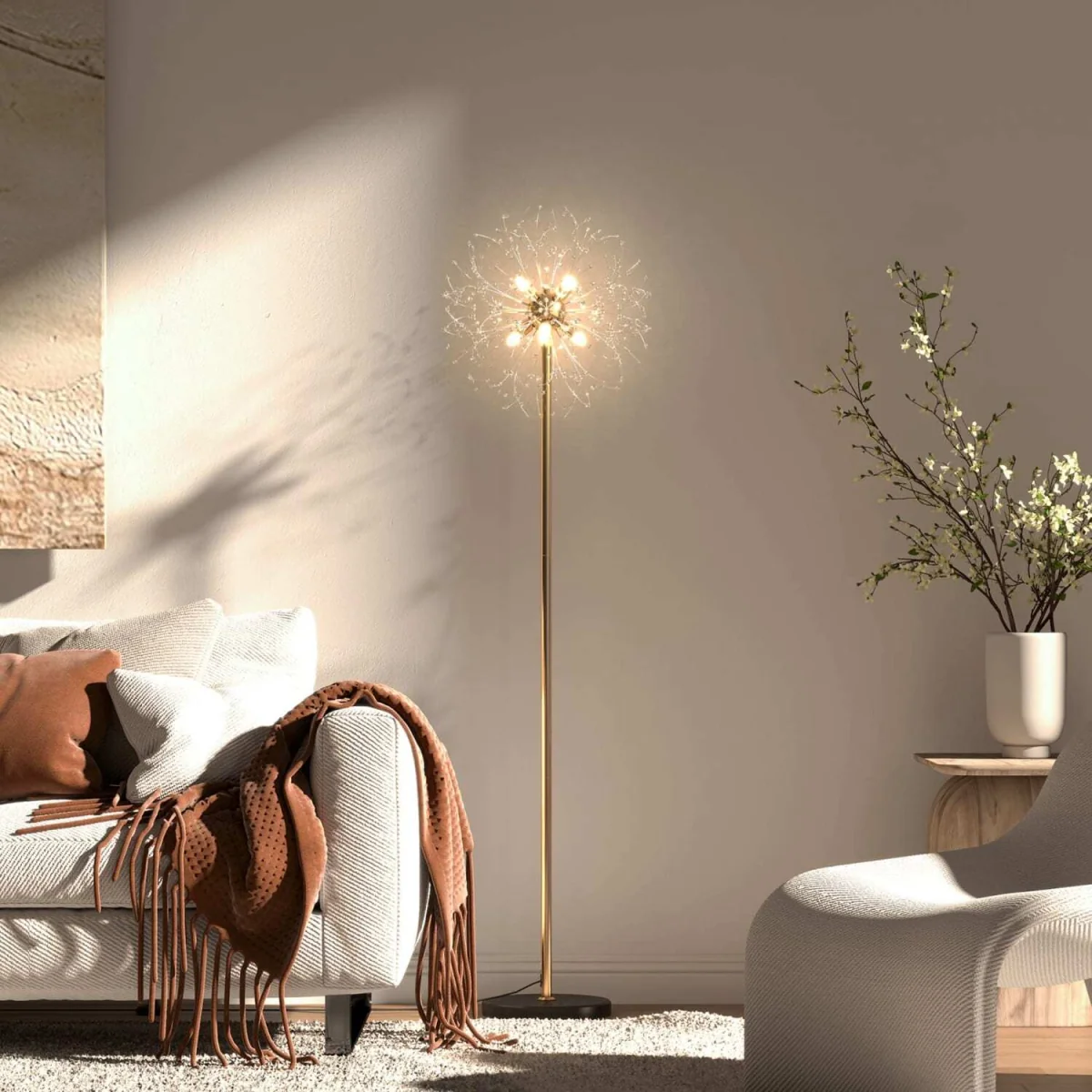 Dodine Gold Metal and Crystal Dandelion Floor Lamp 160 cm – image 4