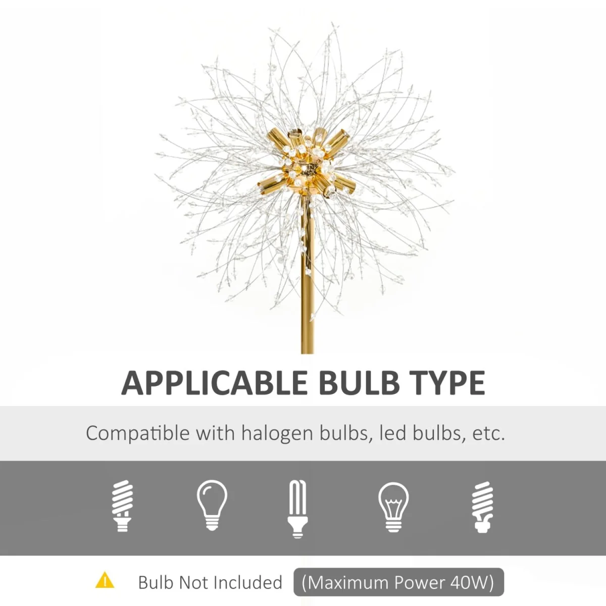 Dodine Gold Metal and Crystal Dandelion Floor Lamp 160 cm – image 7