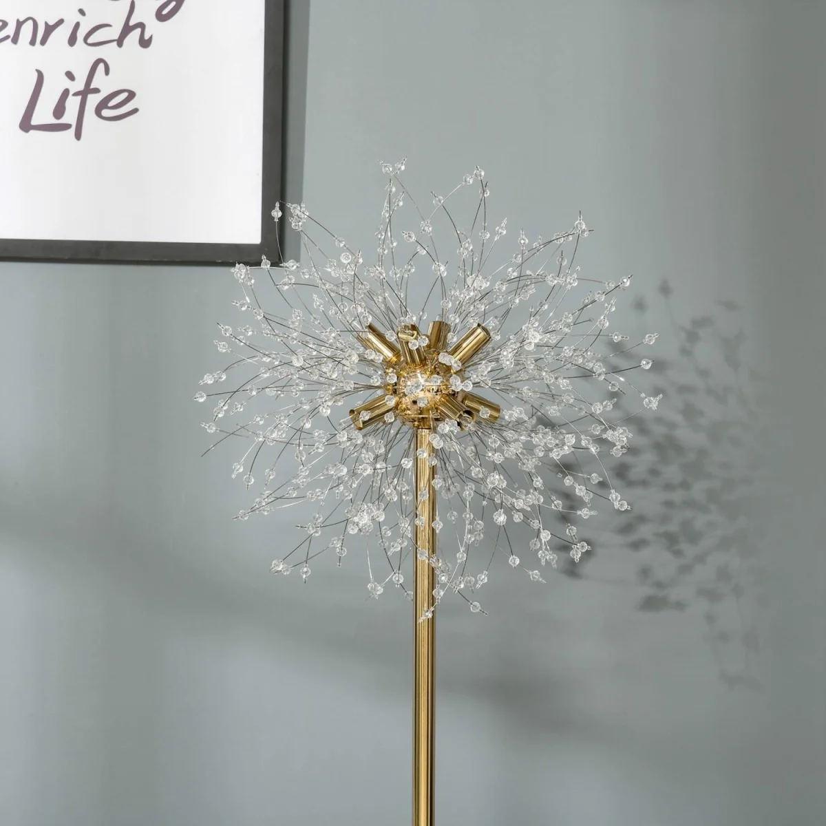 Dodine Gold Metal and Crystal Dandelion Floor Lamp 160 cm – image 8