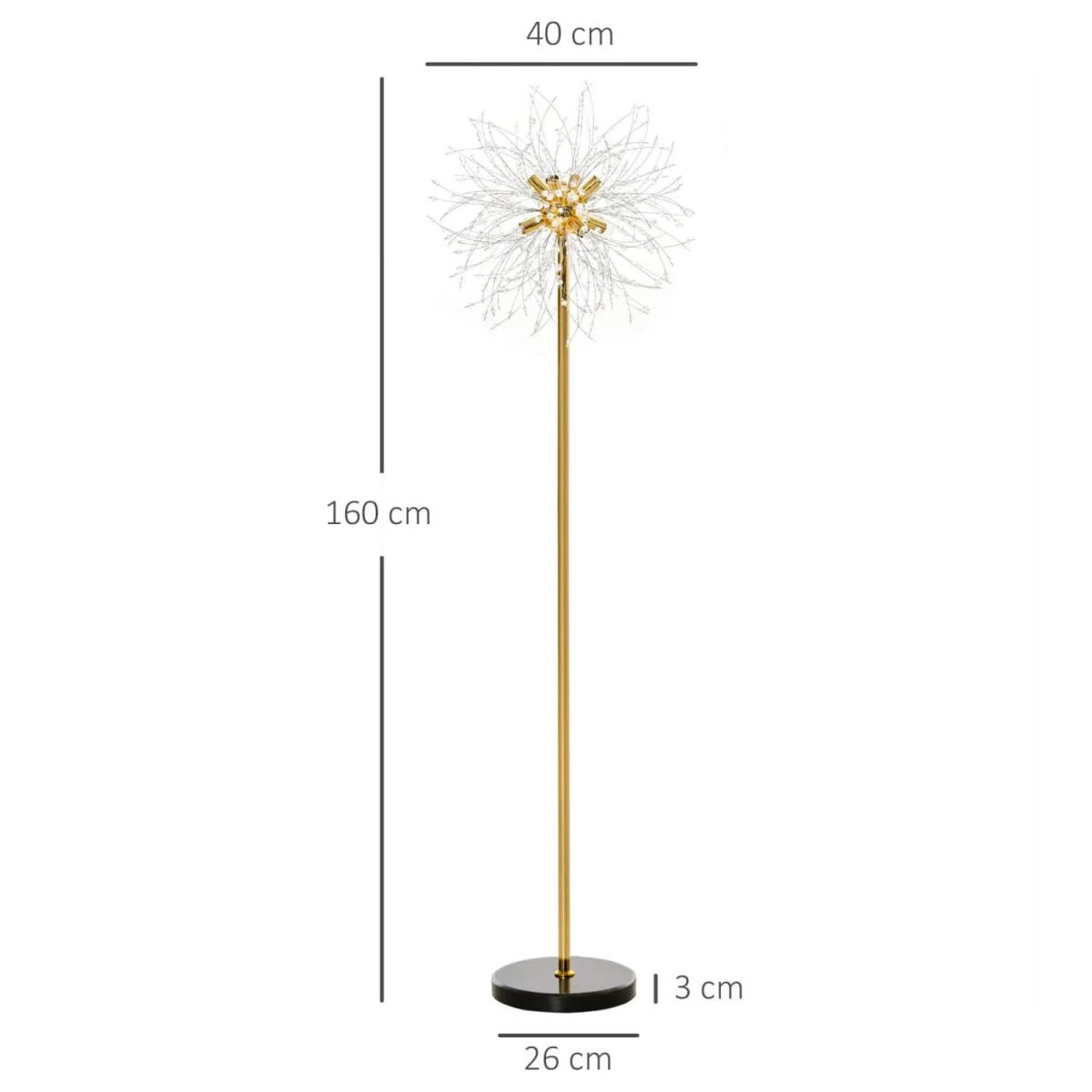 Dodine Gold Metal and Crystal Dandelion Floor Lamp 160 cm – image 10