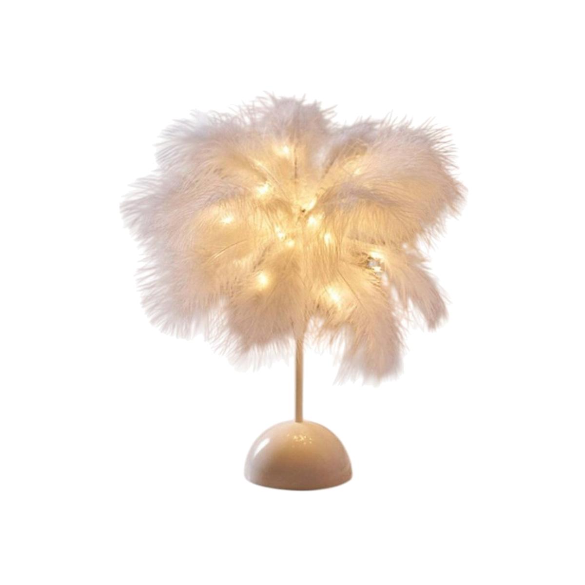 Elegance Feather Table Lamp - White