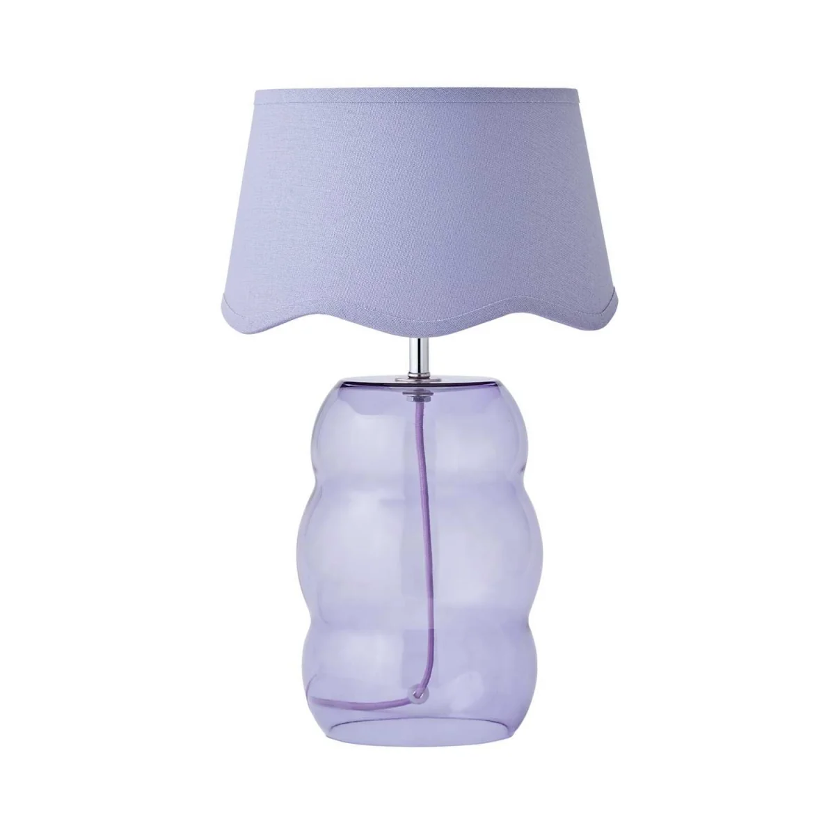 Lolly Glass Bubble Table Lamp with Scallop Shade - Lilac / No – image 2