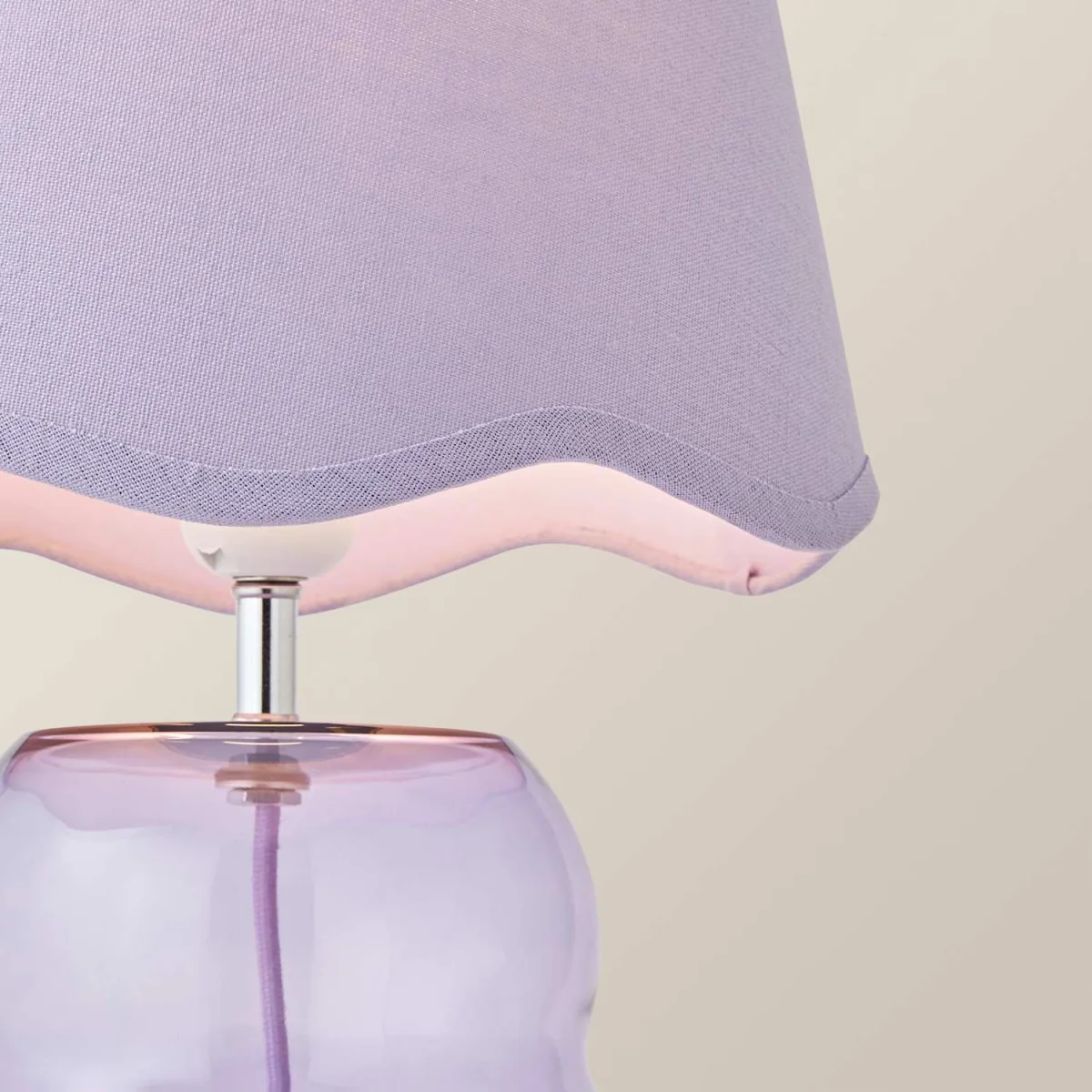 Lolly Glass Bubble Table Lamp with Scallop Shade - Lilac / No – image 1