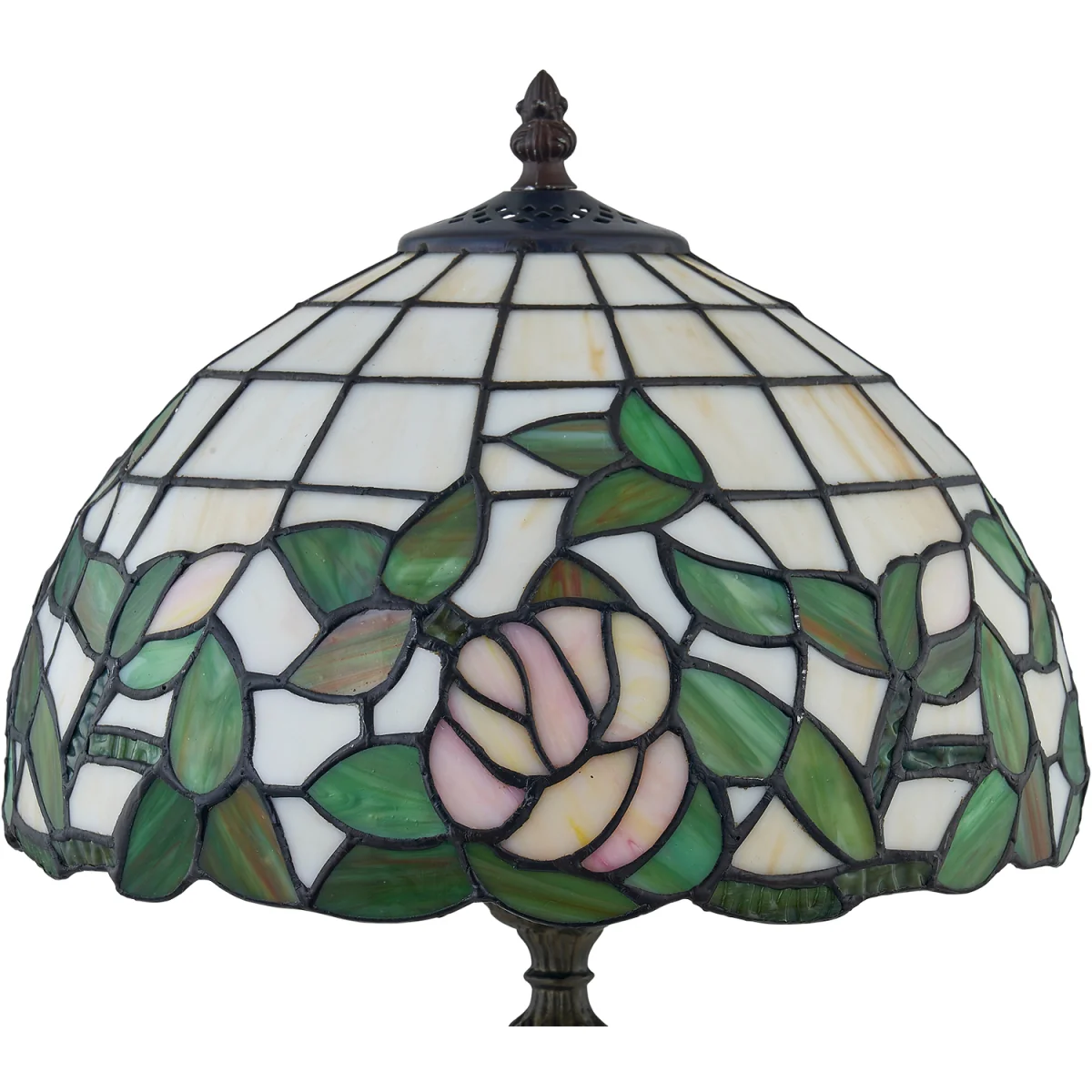 Trent Table Lamp With Shade - Antique Brass And Tiffany Decorated Glass – image 2